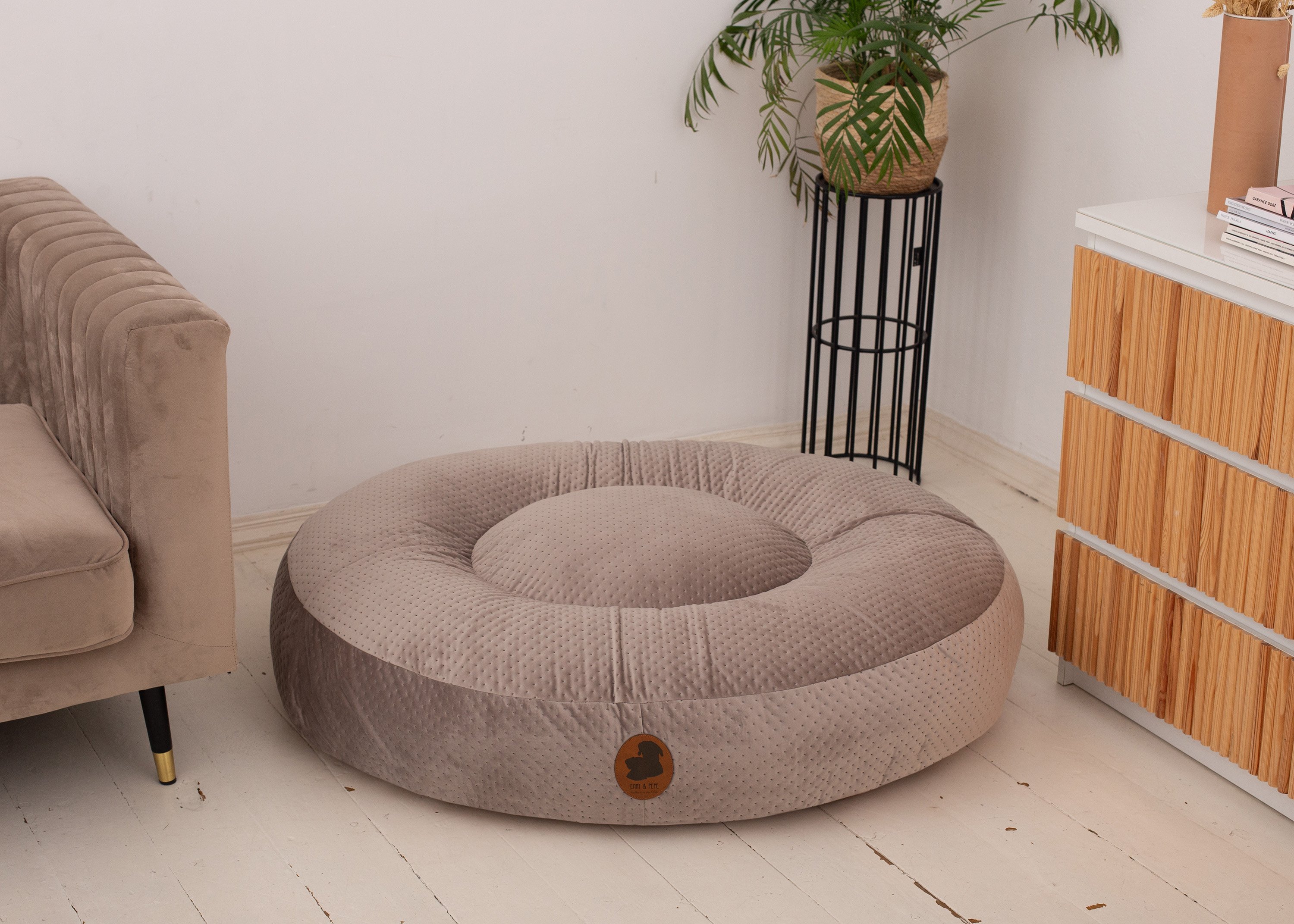 Wechselbezug Dot Taupe Oval L (120x100cm)