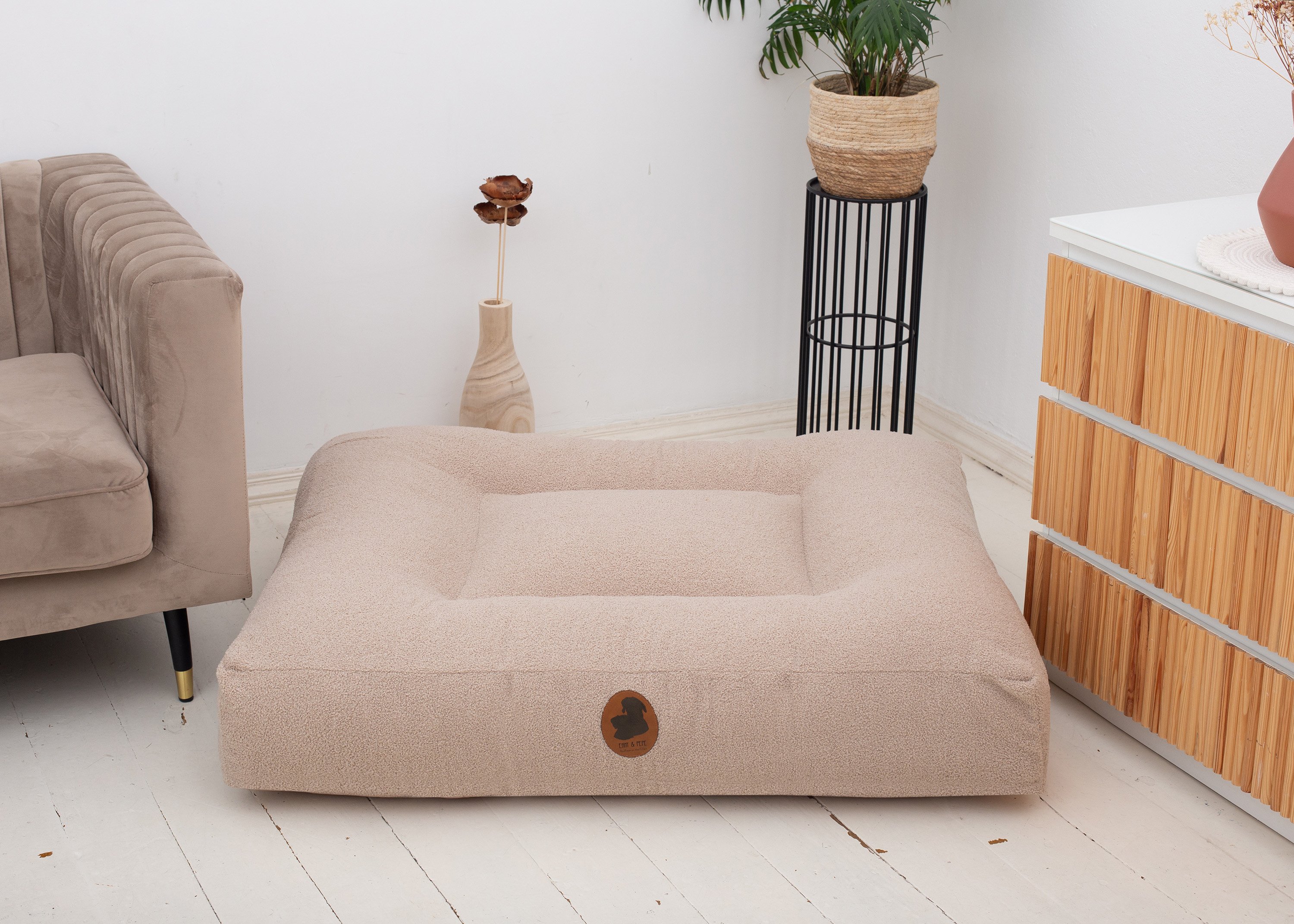 Wau-Bed Teddy Sand Eckig XL (140x120cm)