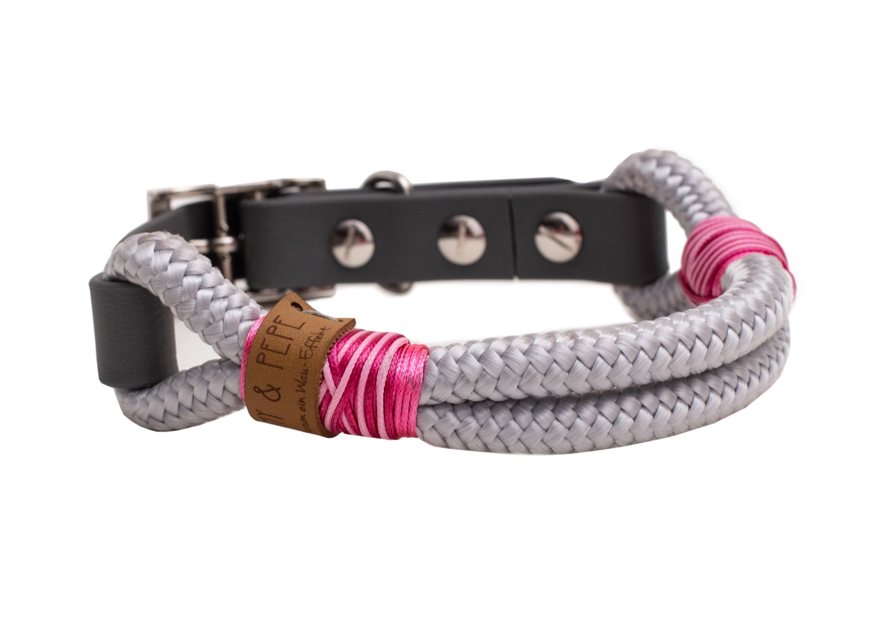 Rope collar without beads Pink Rose XS (20-25cm)