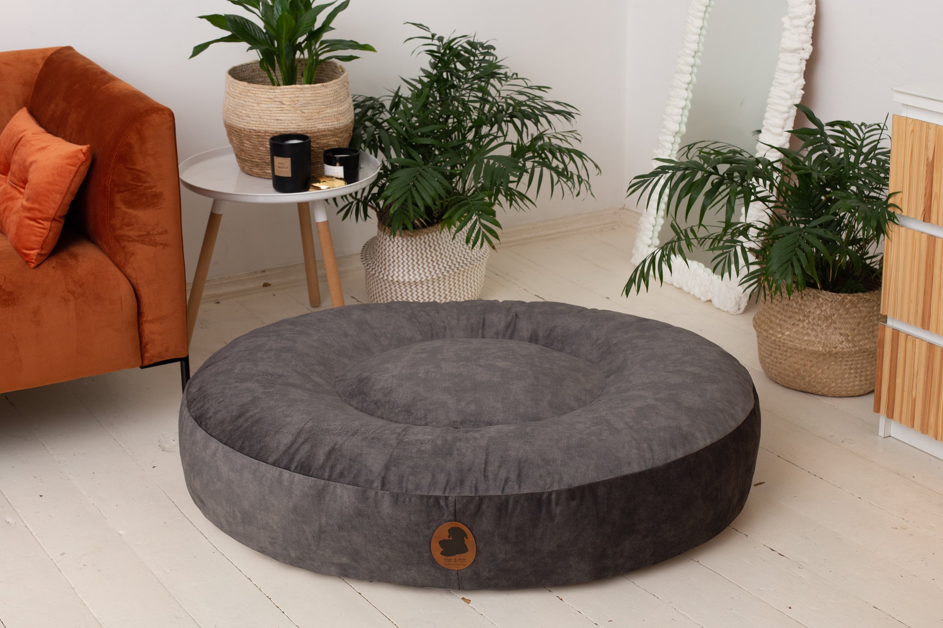 Wau-Bed Pets Friendly Dark Grey Oval-M (100x80cm)