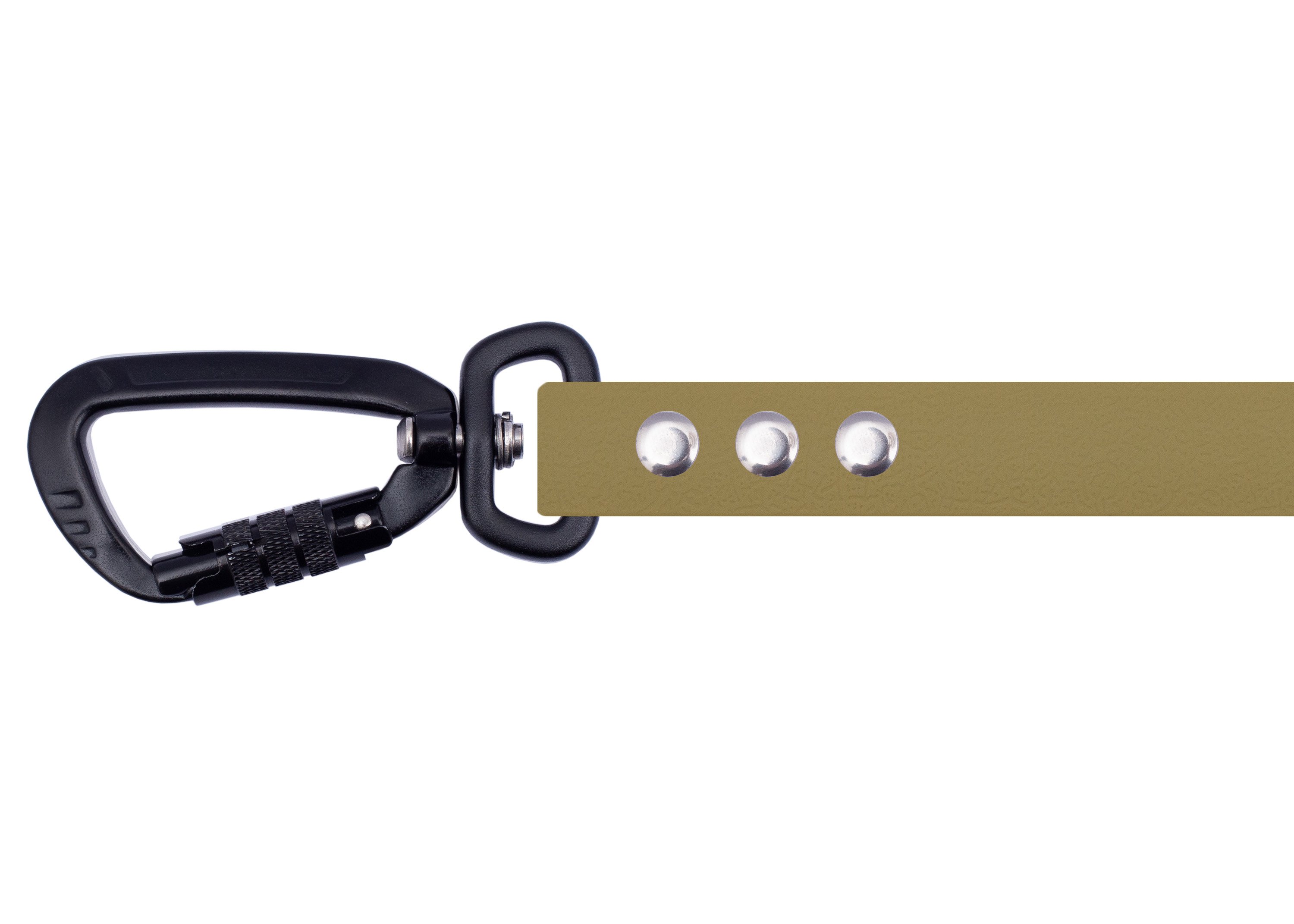 Tow leash with safety carabiner olive silver  