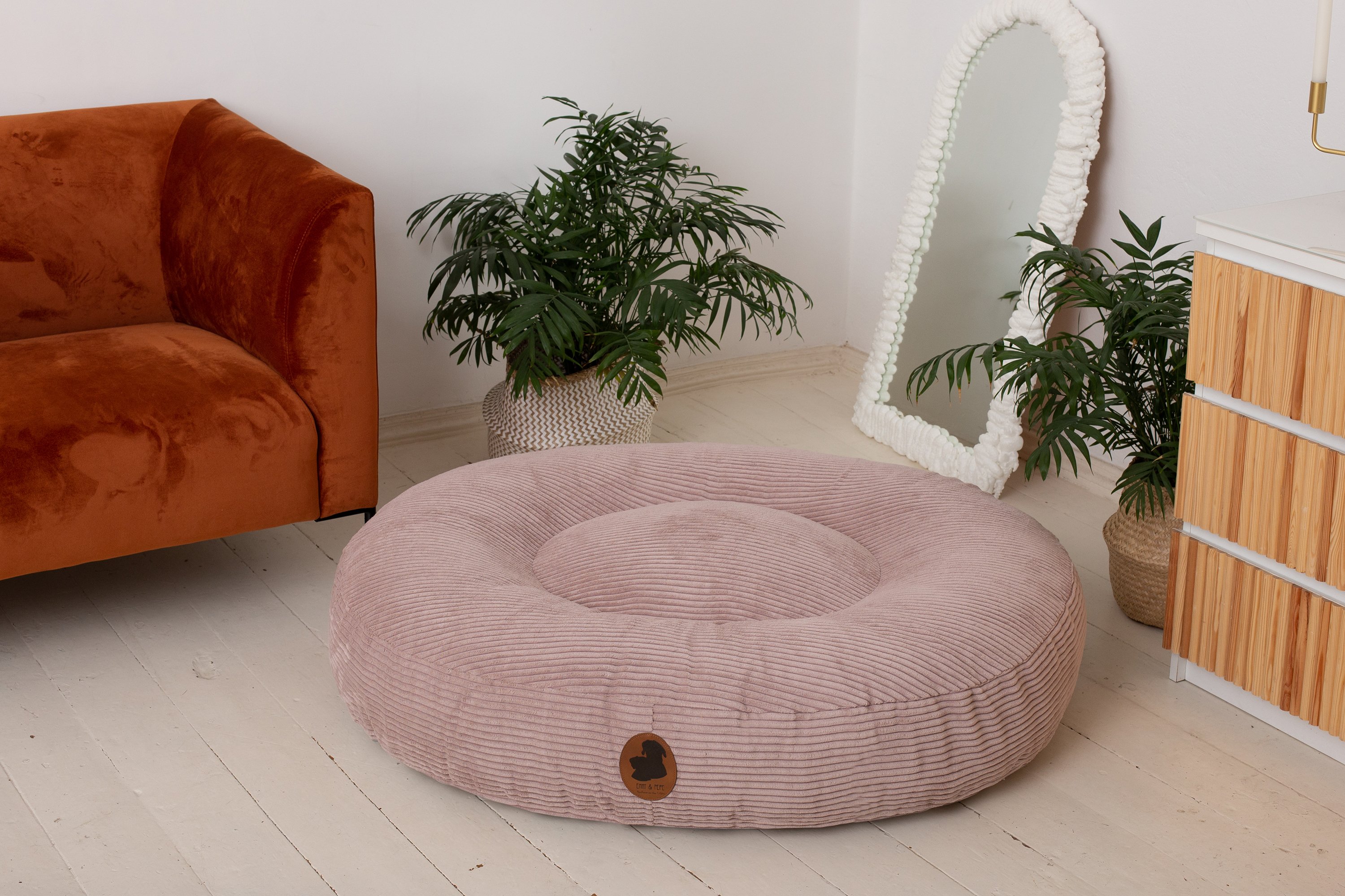 Wau-Bed Cord Rosa Oval-S (80x60cm)