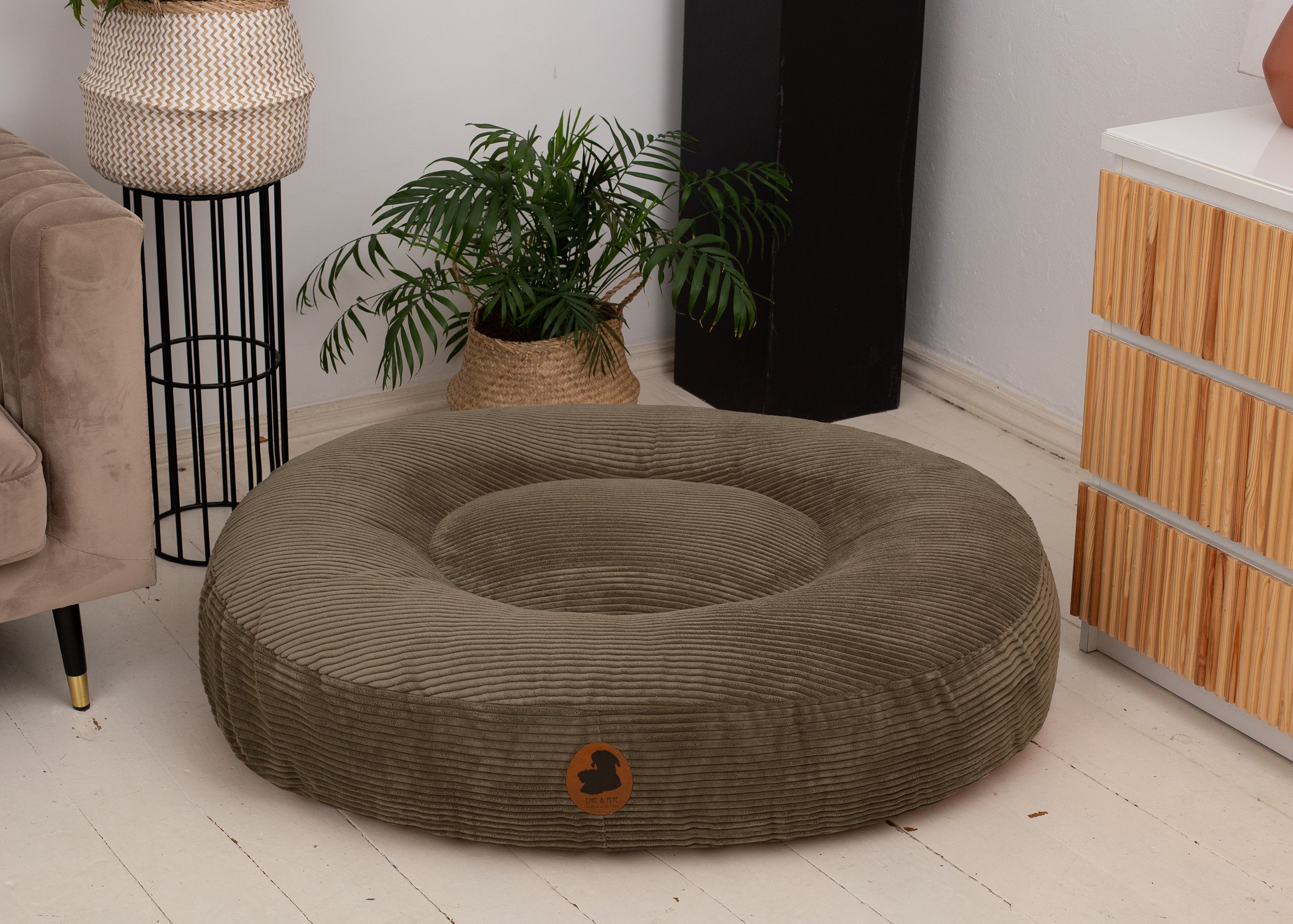 Wau-Bed Cord Olive Oval-S (80x60cm)