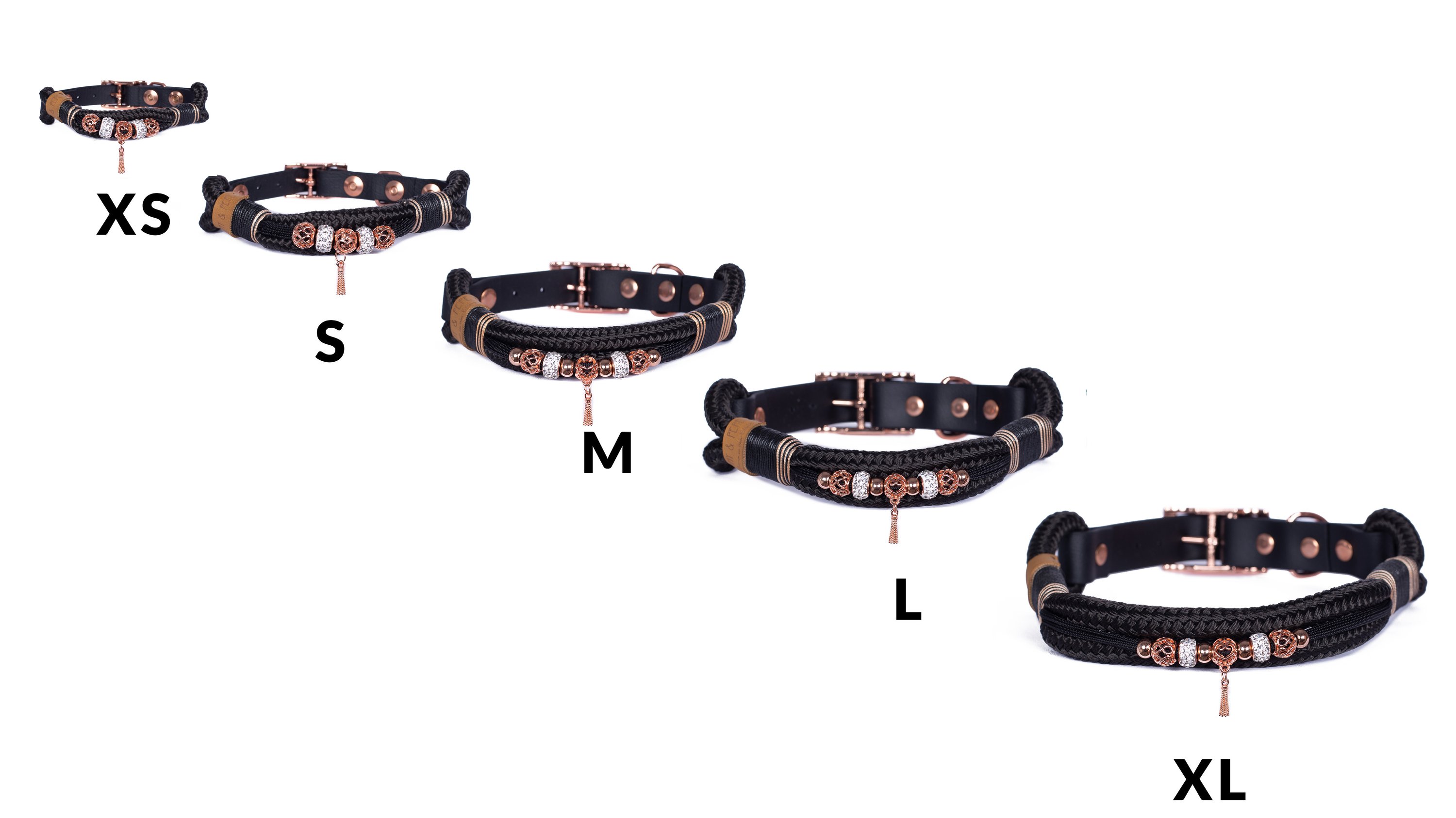 Rope collar with beads Tiffanys M (33-40cm)
