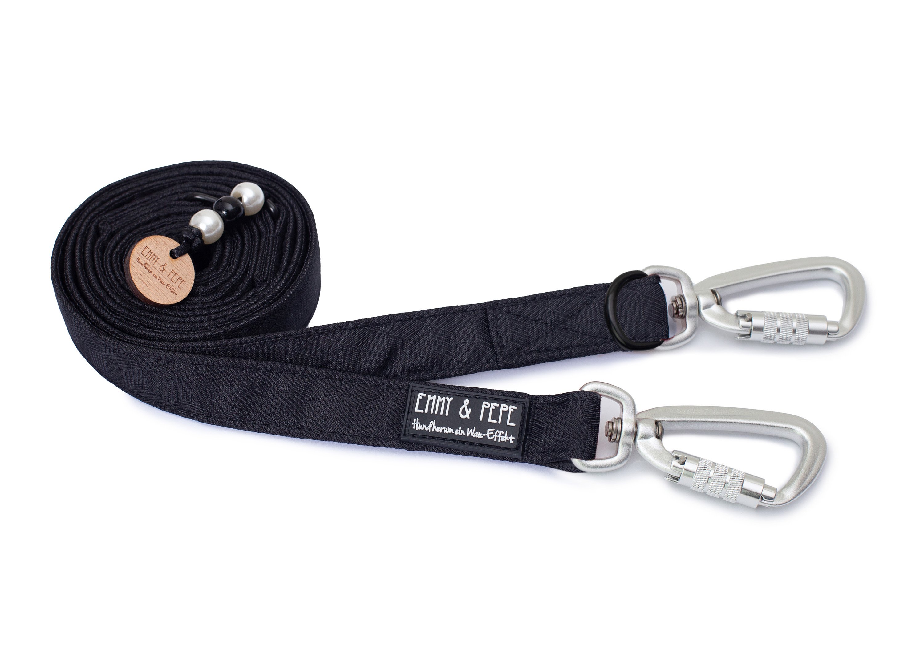 Dog leash Cheerful Black with safety carabiner