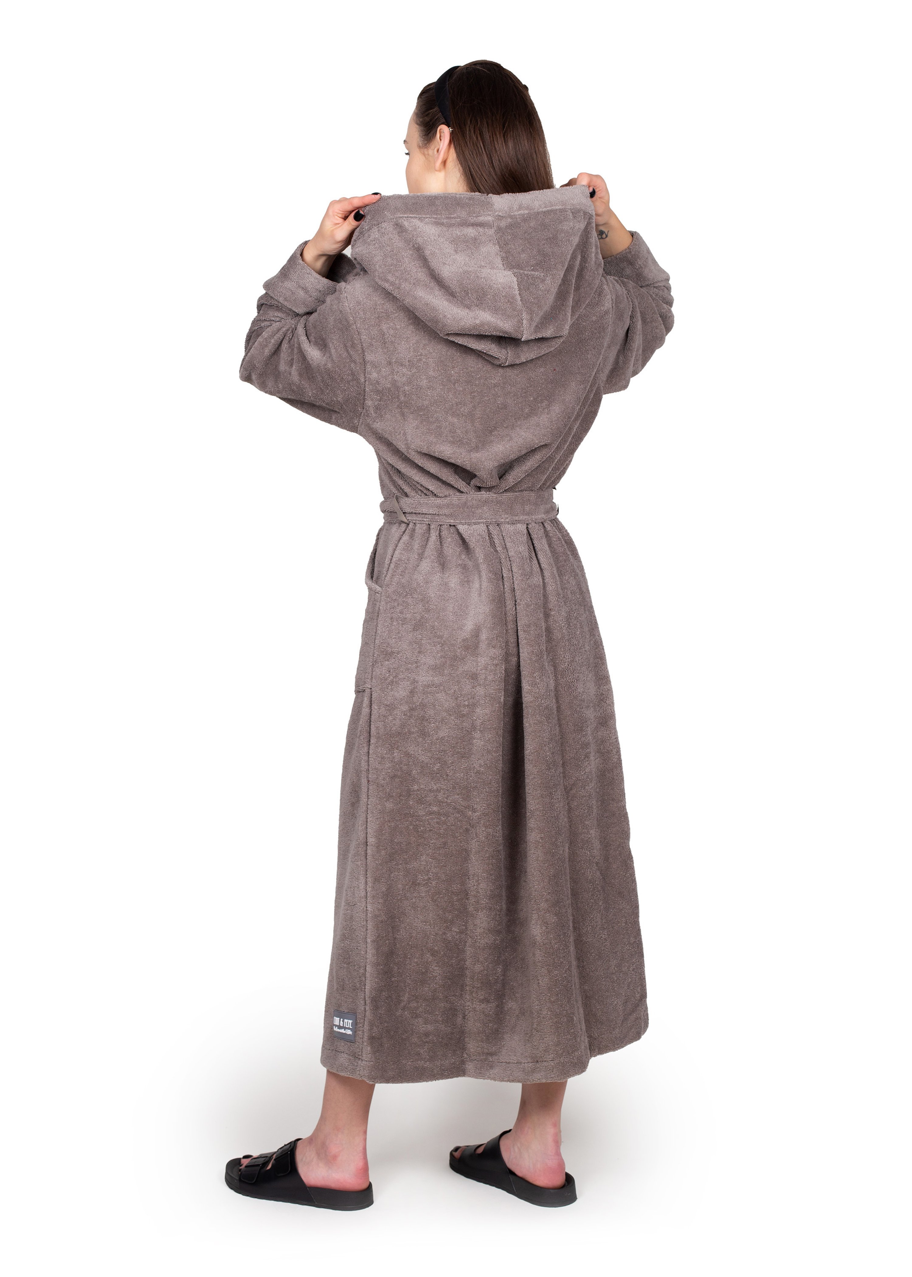 Bamboo bathrobe unisex mud XS/S/M