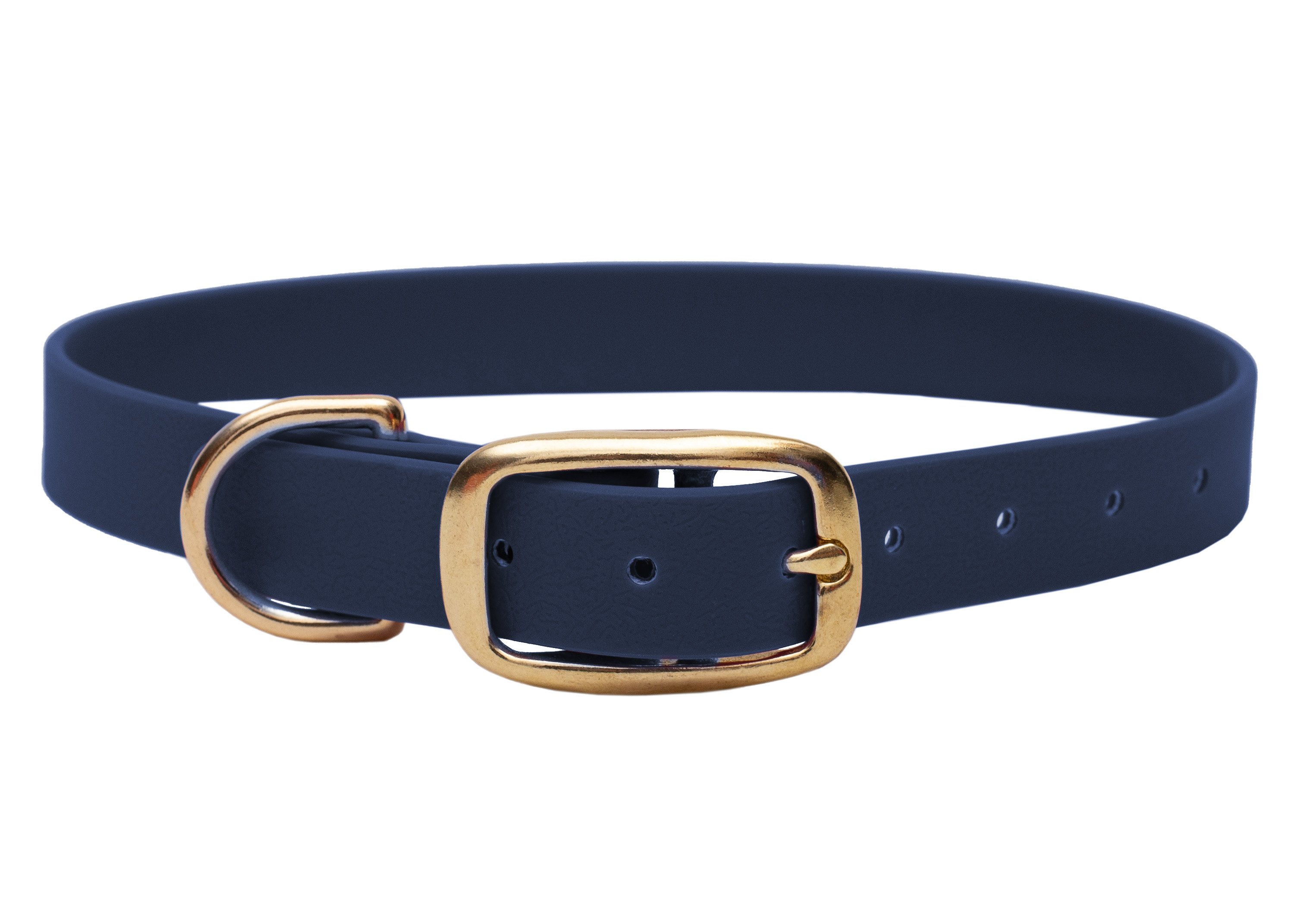 Biothane Halsband Dark Blue S (25-33cm) gold