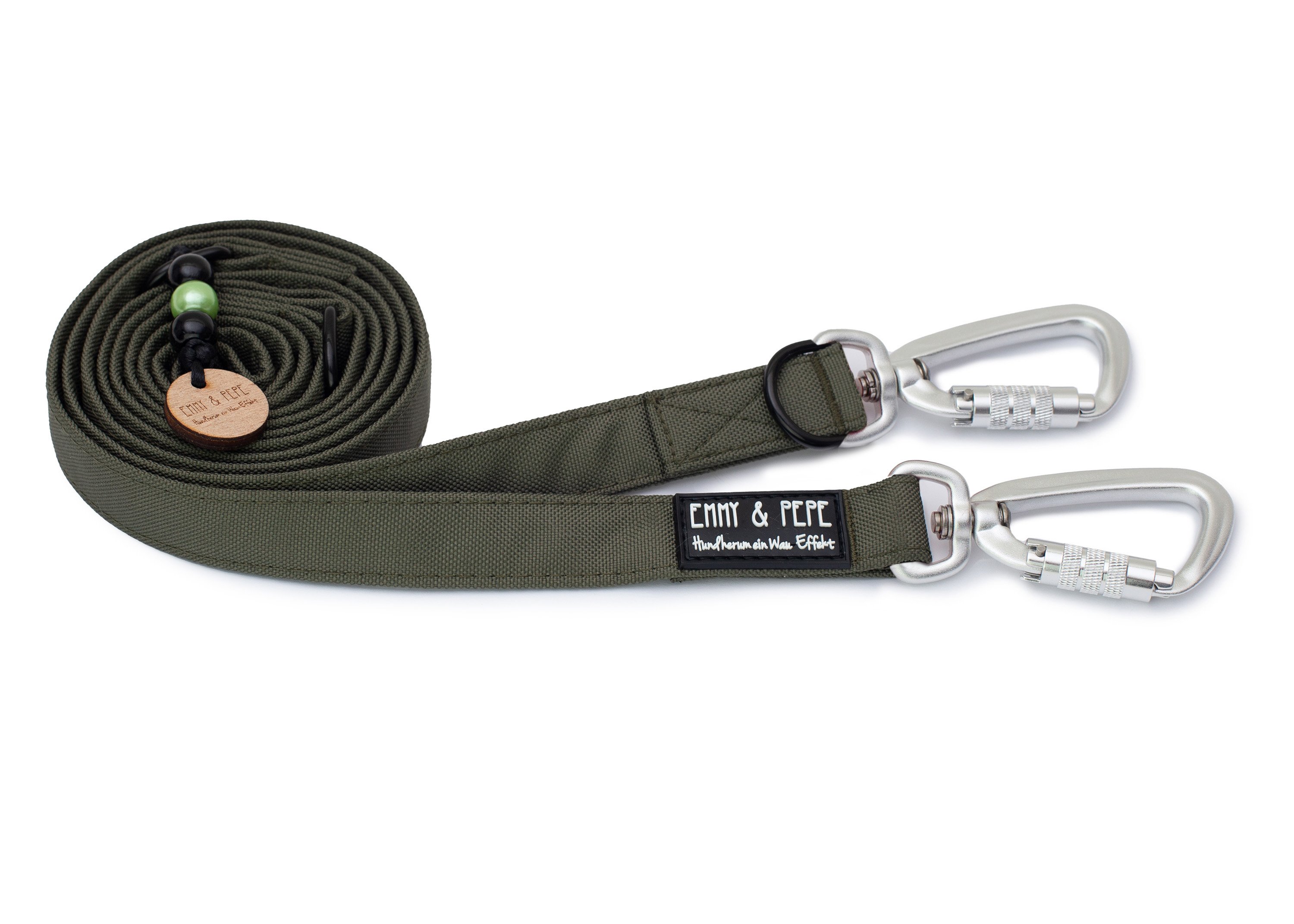 Dog leash Lothar with safety carabiner silver