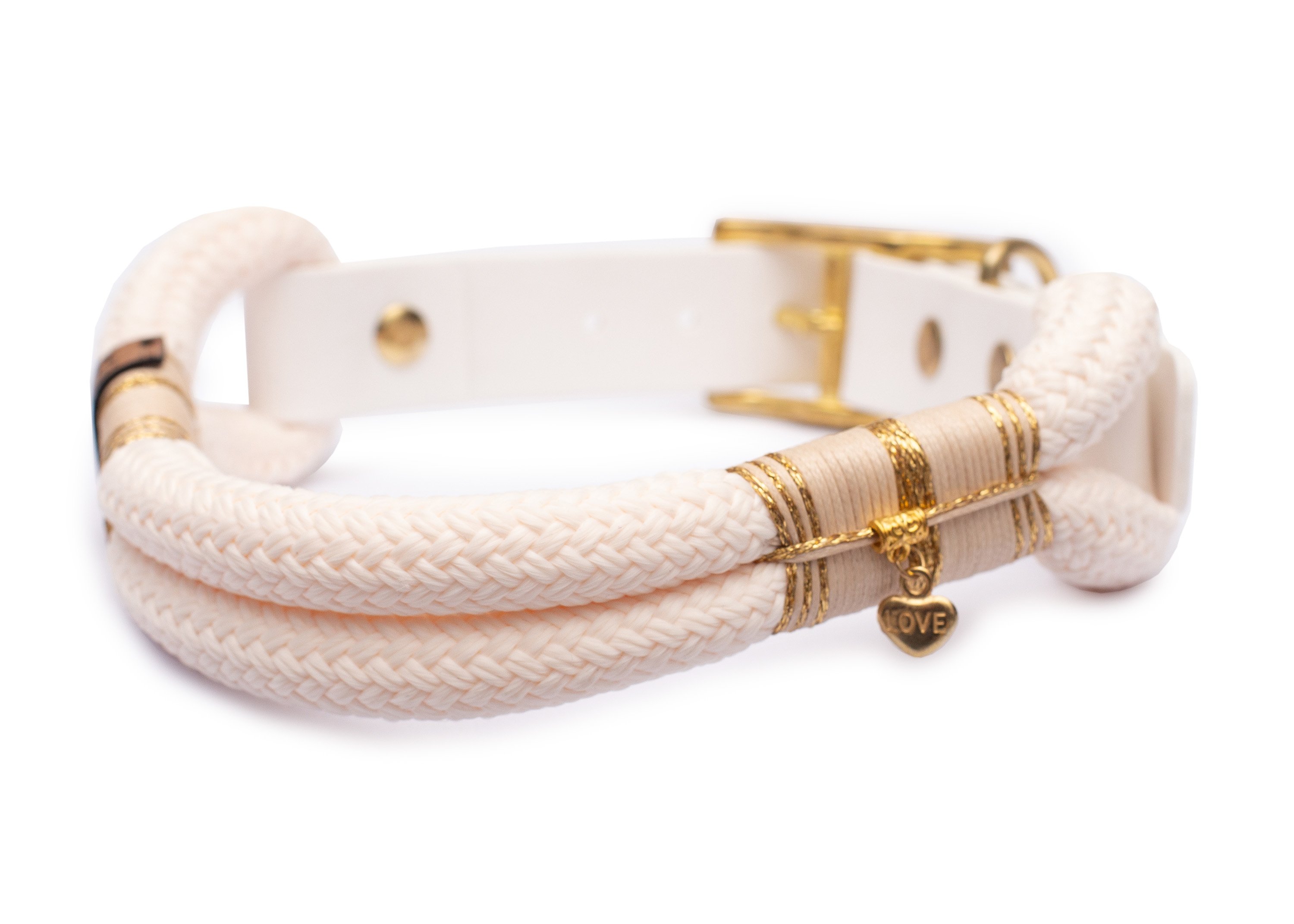 Rope collar without beads Love gold S (25-33cm)