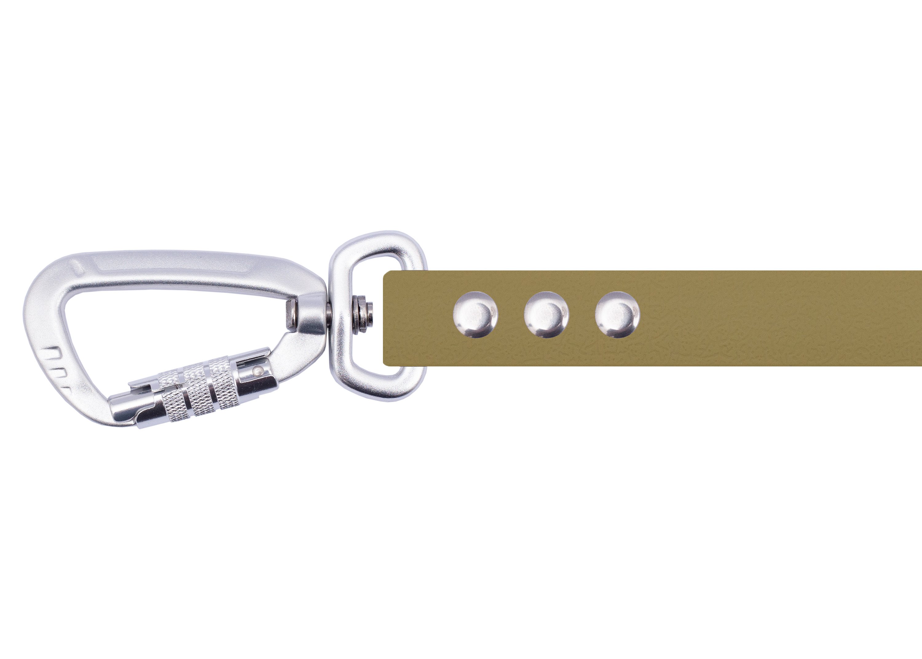 Tow leash with safety carabiner olive silver  