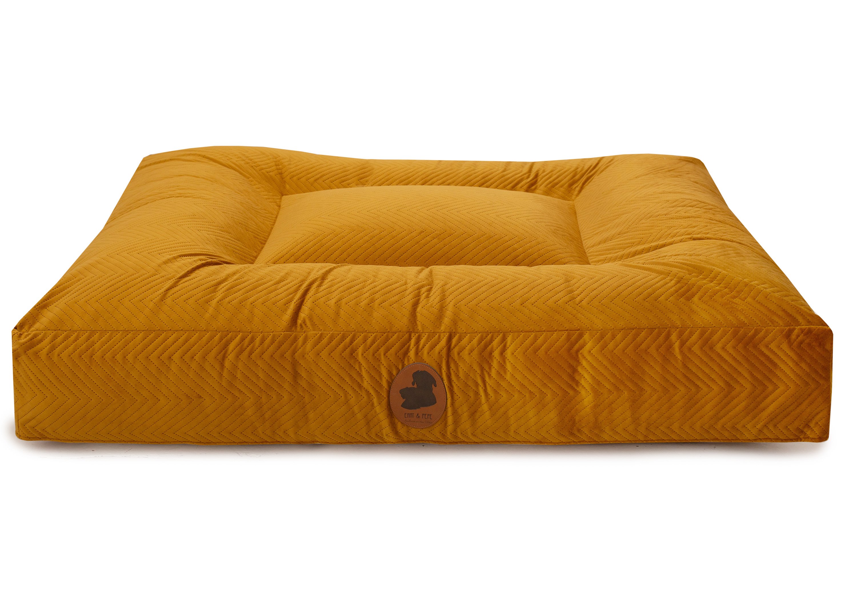 Wau-Bed ZickZack Mustard Oval S (80x60cm)