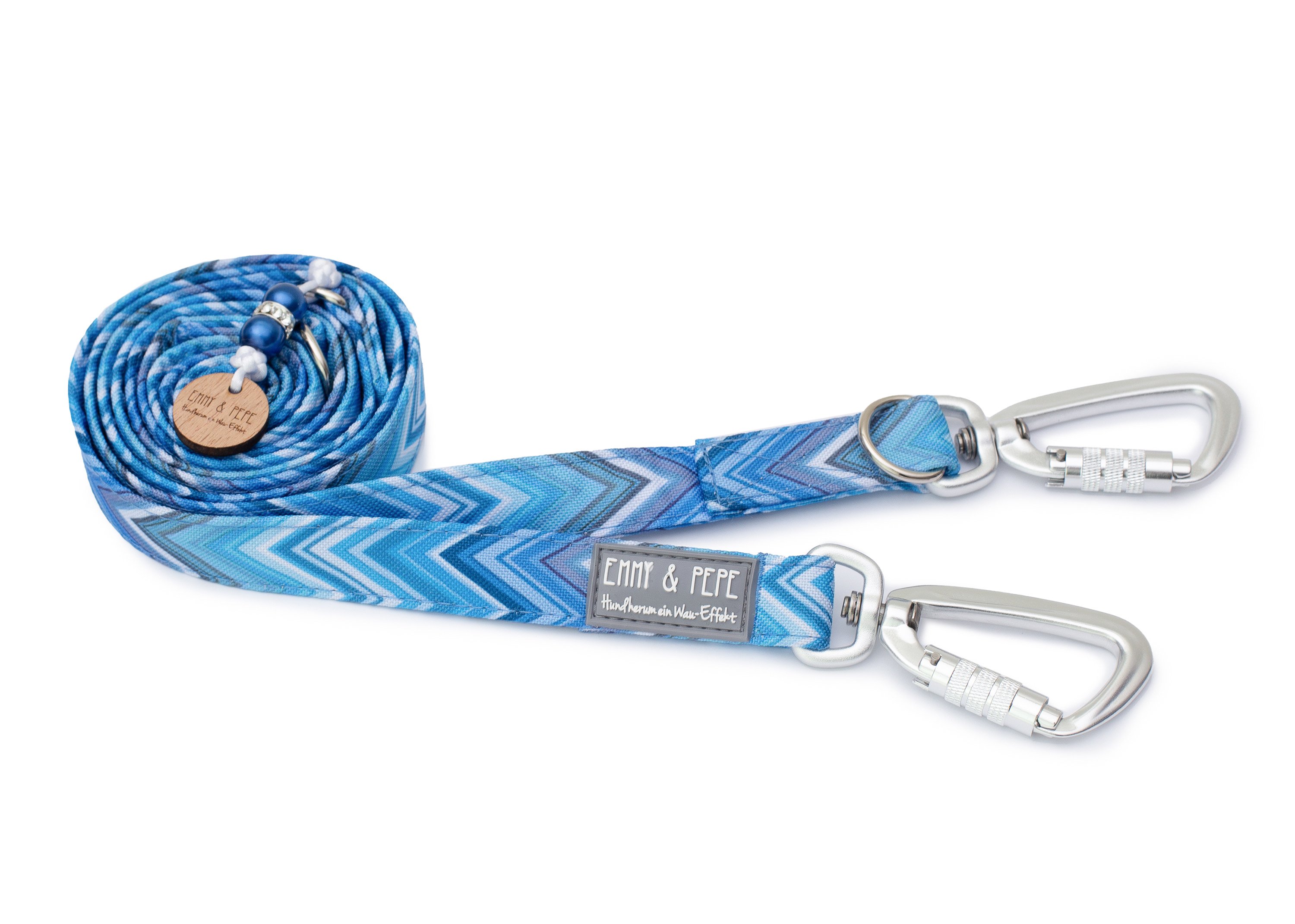 Dog leash Bluessoni with safety carabiner