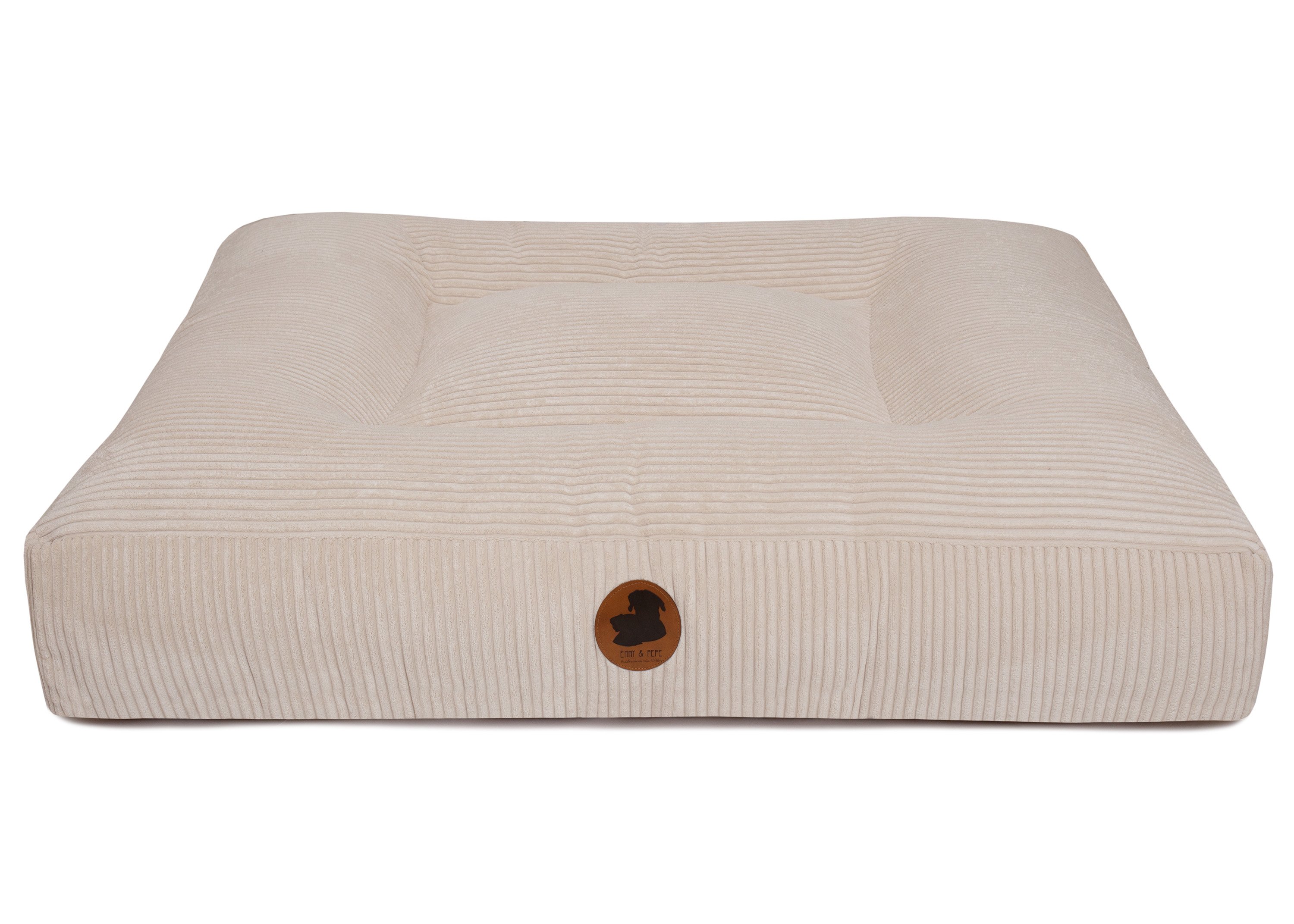 Wau-Bed Cord Creme Eckig L (120x100cm)