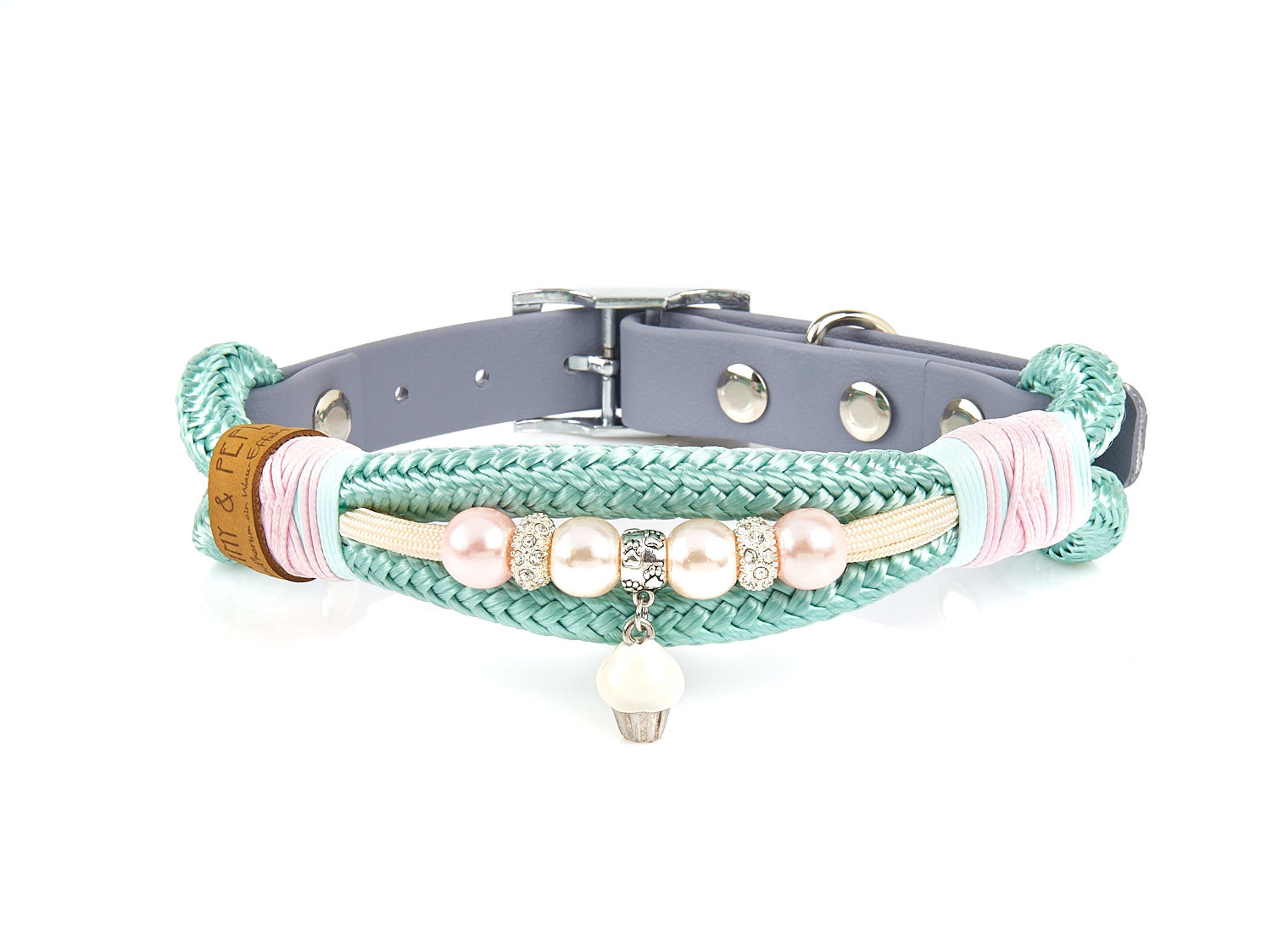 Rope collar with beads Cupcake M (33-40cm)