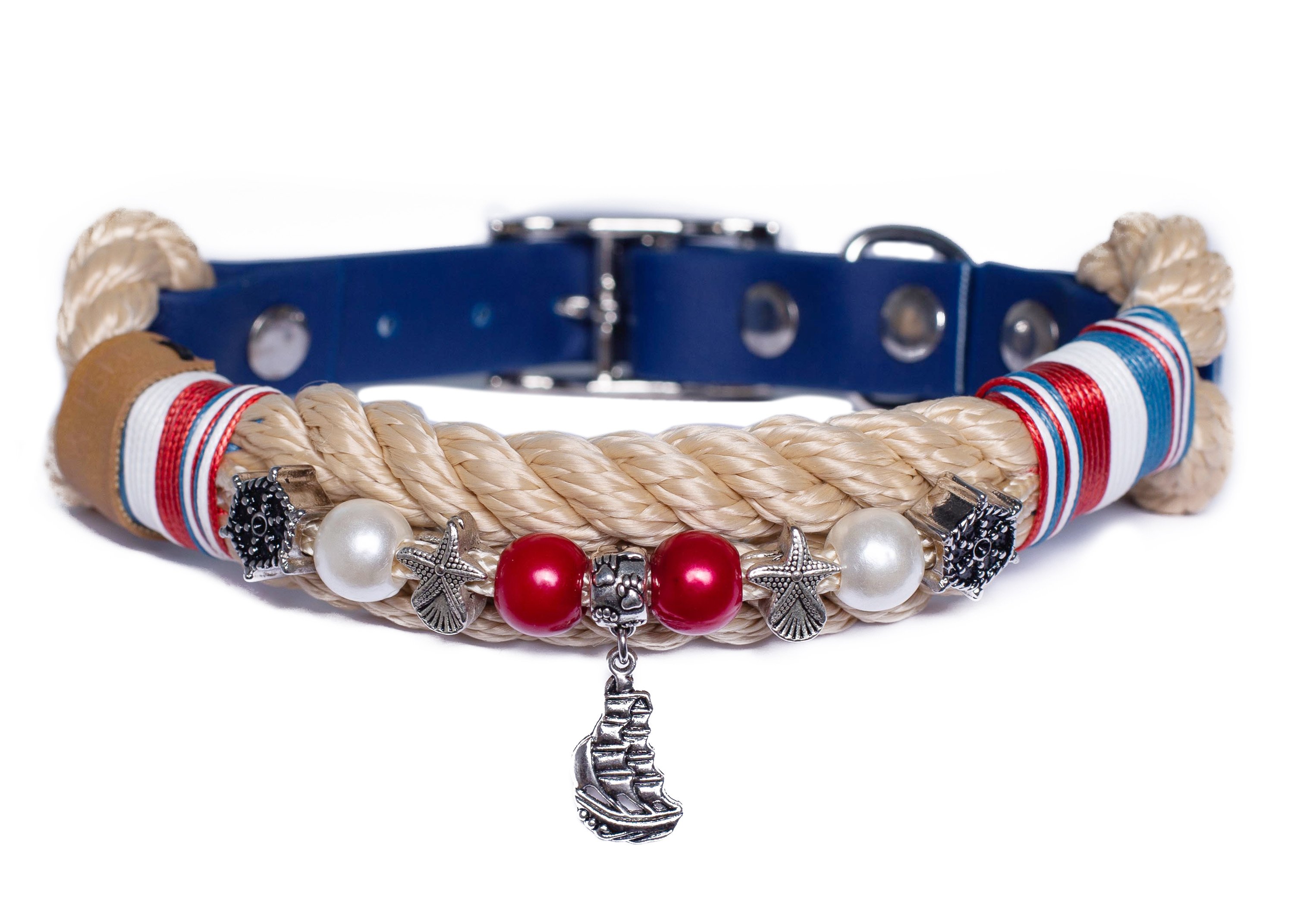 Rope collar with beads Atlantic S (25-33cm)