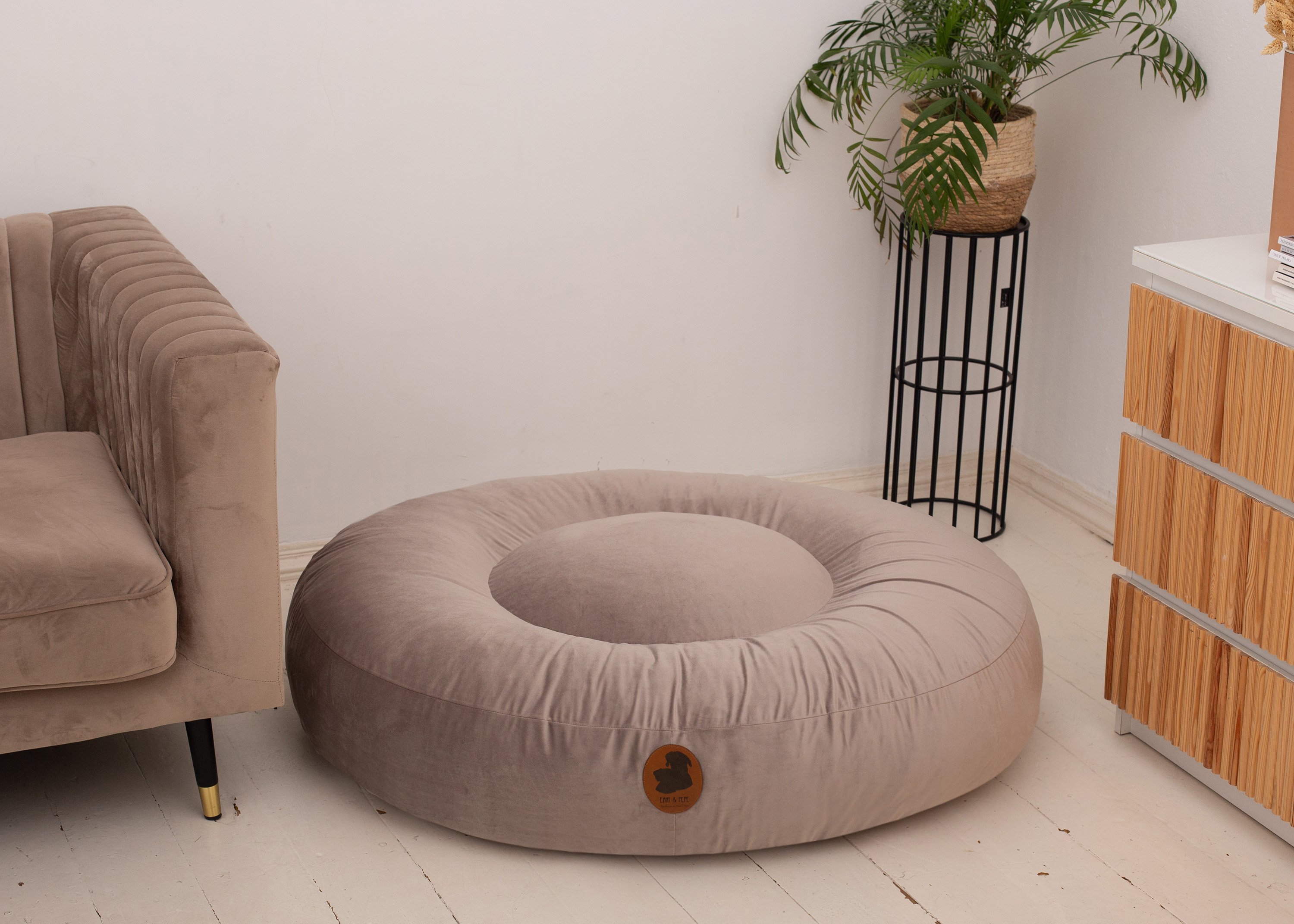 Wau-Bed Rivera Taupe Oval S (80x60cm)