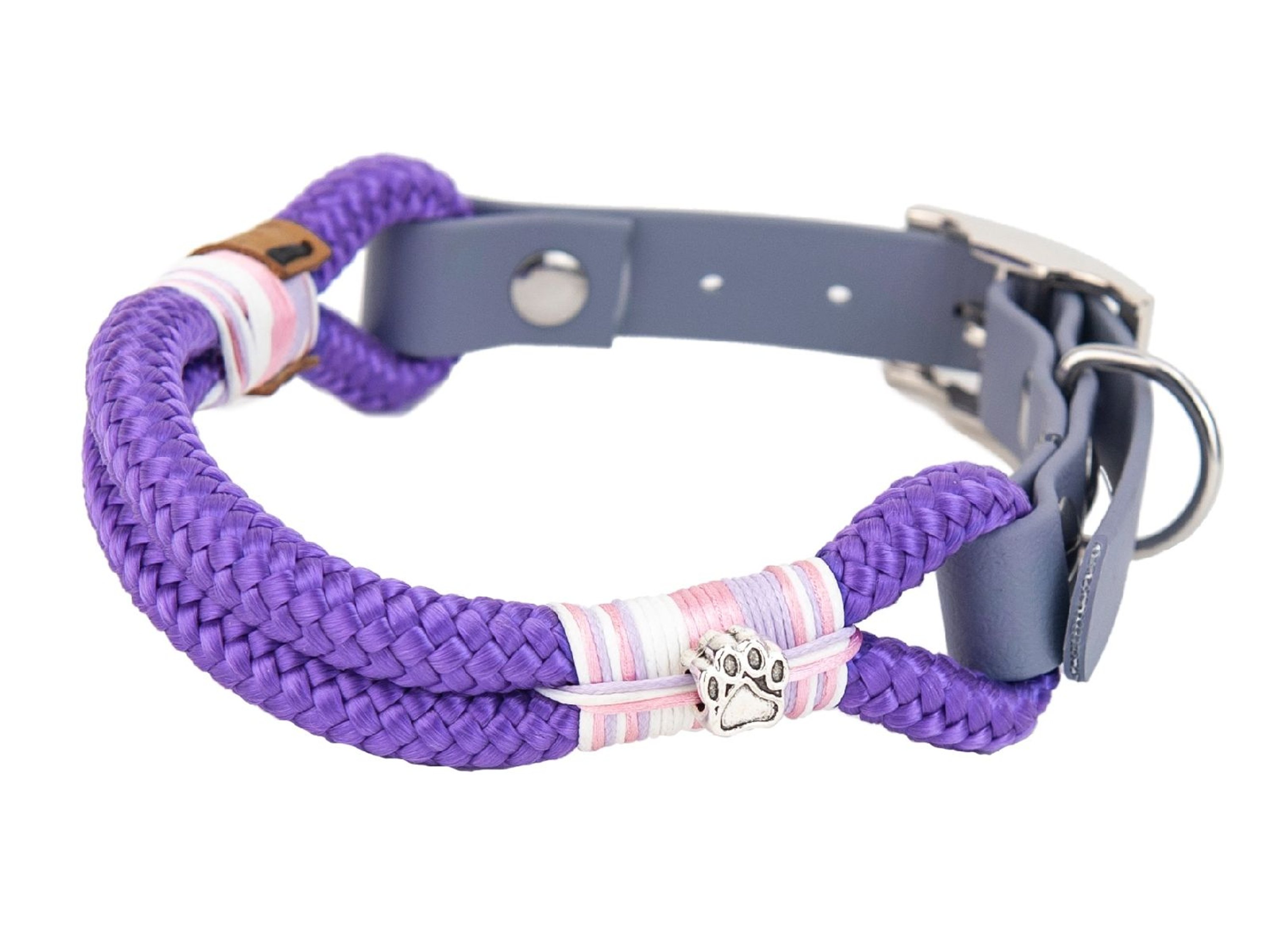 Rope collar without beads Violet S (25-33cm)