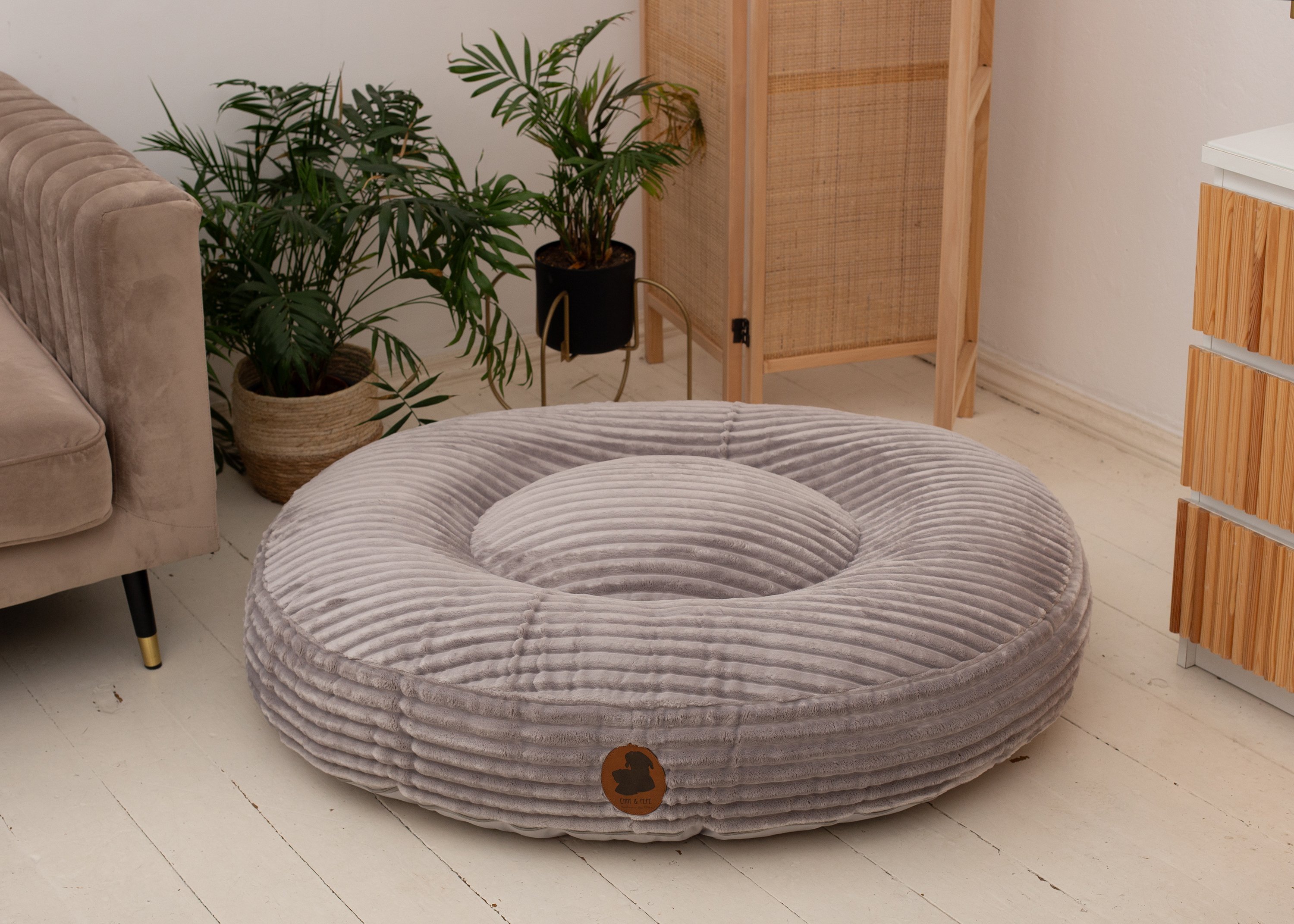 Wau-Bed Cuddly Cord Light Grey Oval-S (80x60cm)