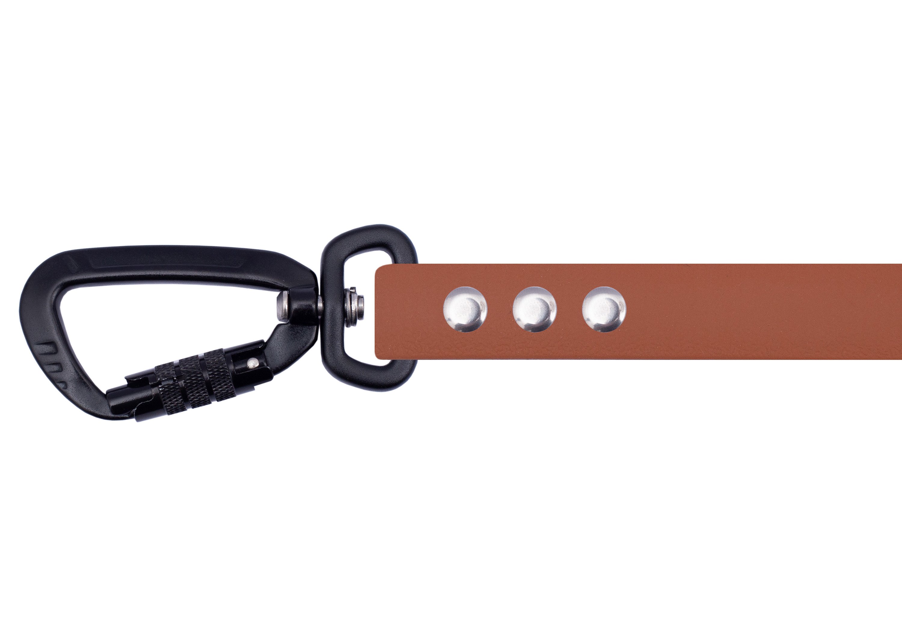 Tow leash with safety carabiner Cognac black 15m with wrist strap 