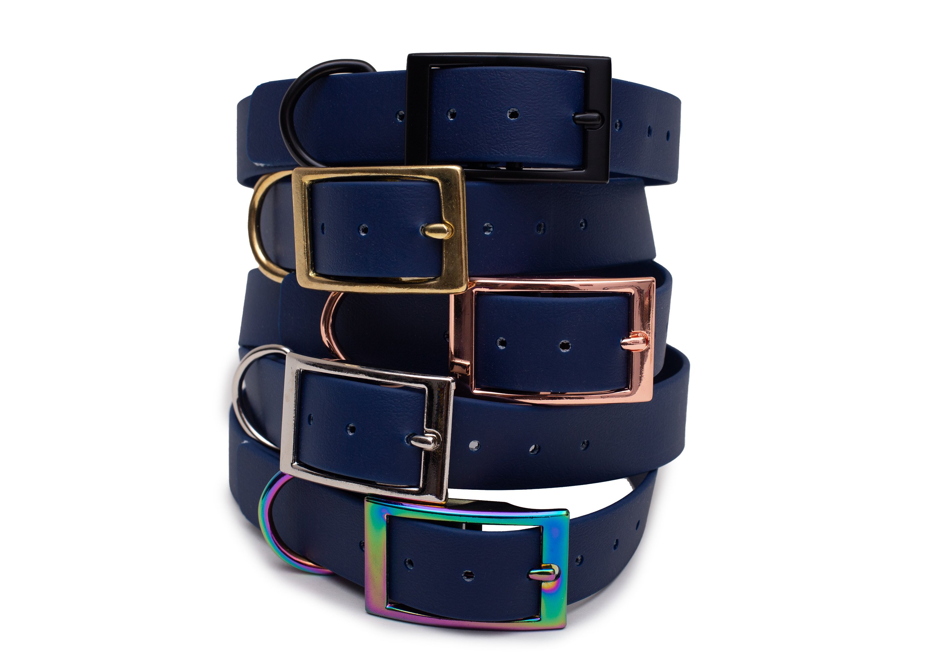 Biothane Halsband Dark Blue S (25-33cm) gold