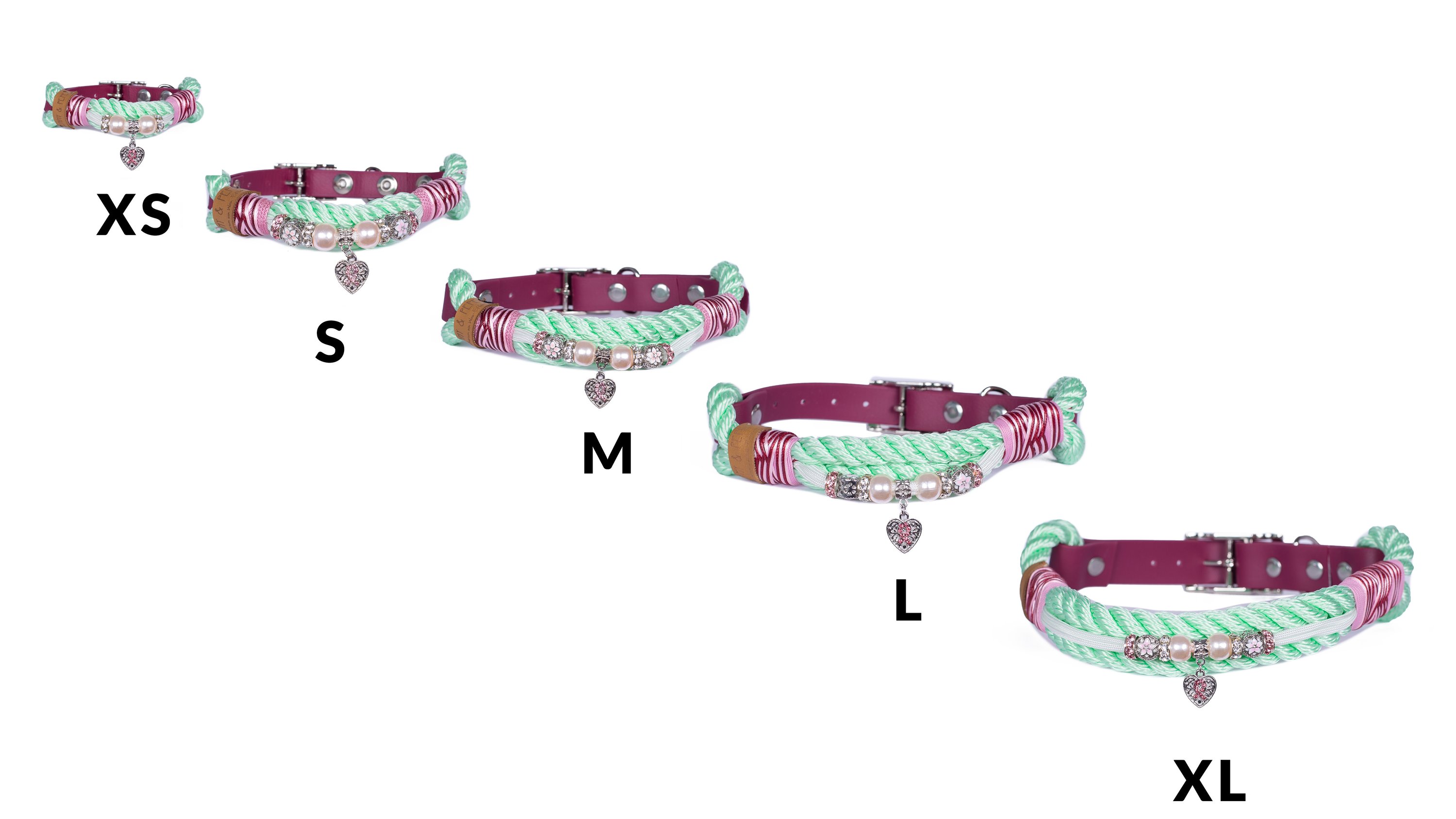 Rope collar with beads Flora XS (20-25cm)