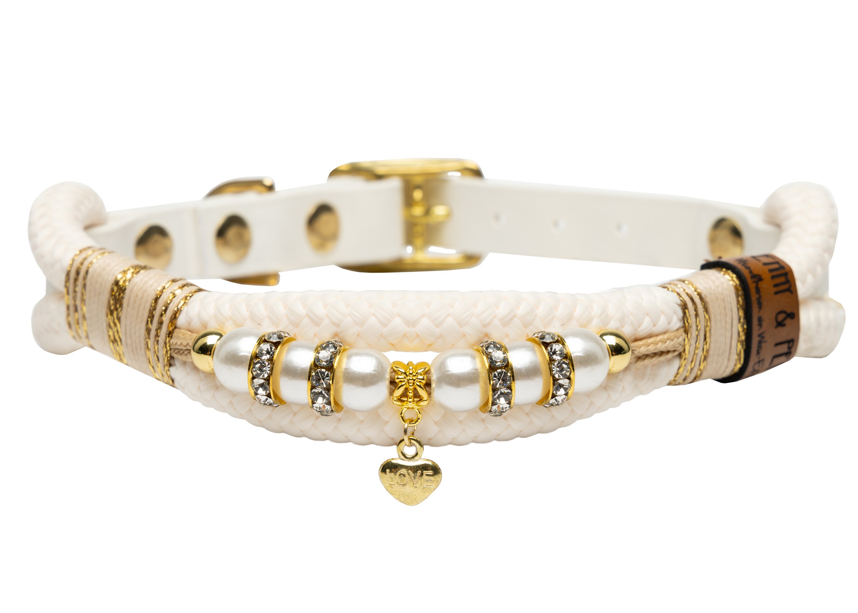 Rope collar with pearls Love Gold XS (20-25cm)