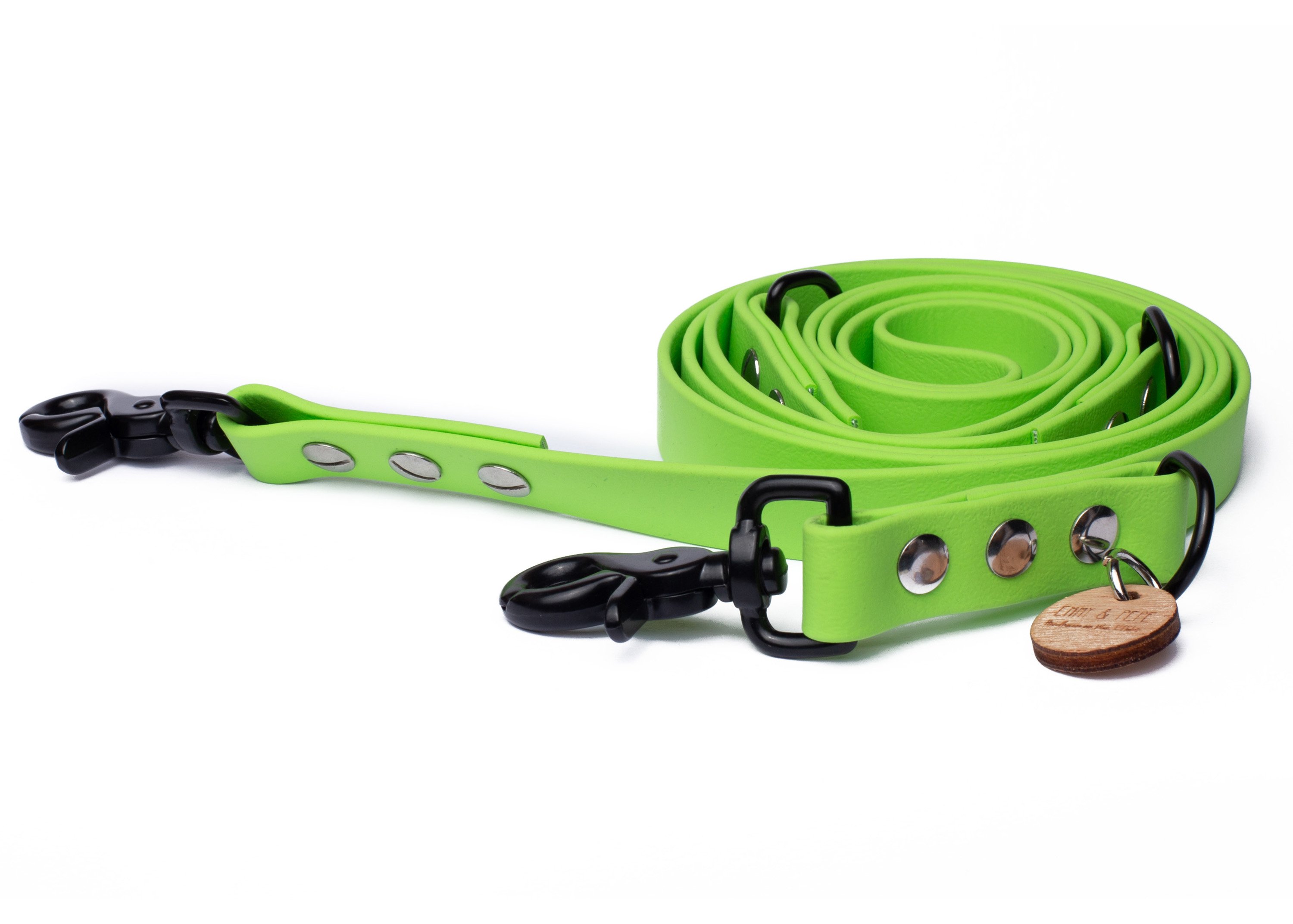 Biothane leash lime rainbow-25mm - adjustable bolt carabiner-2m