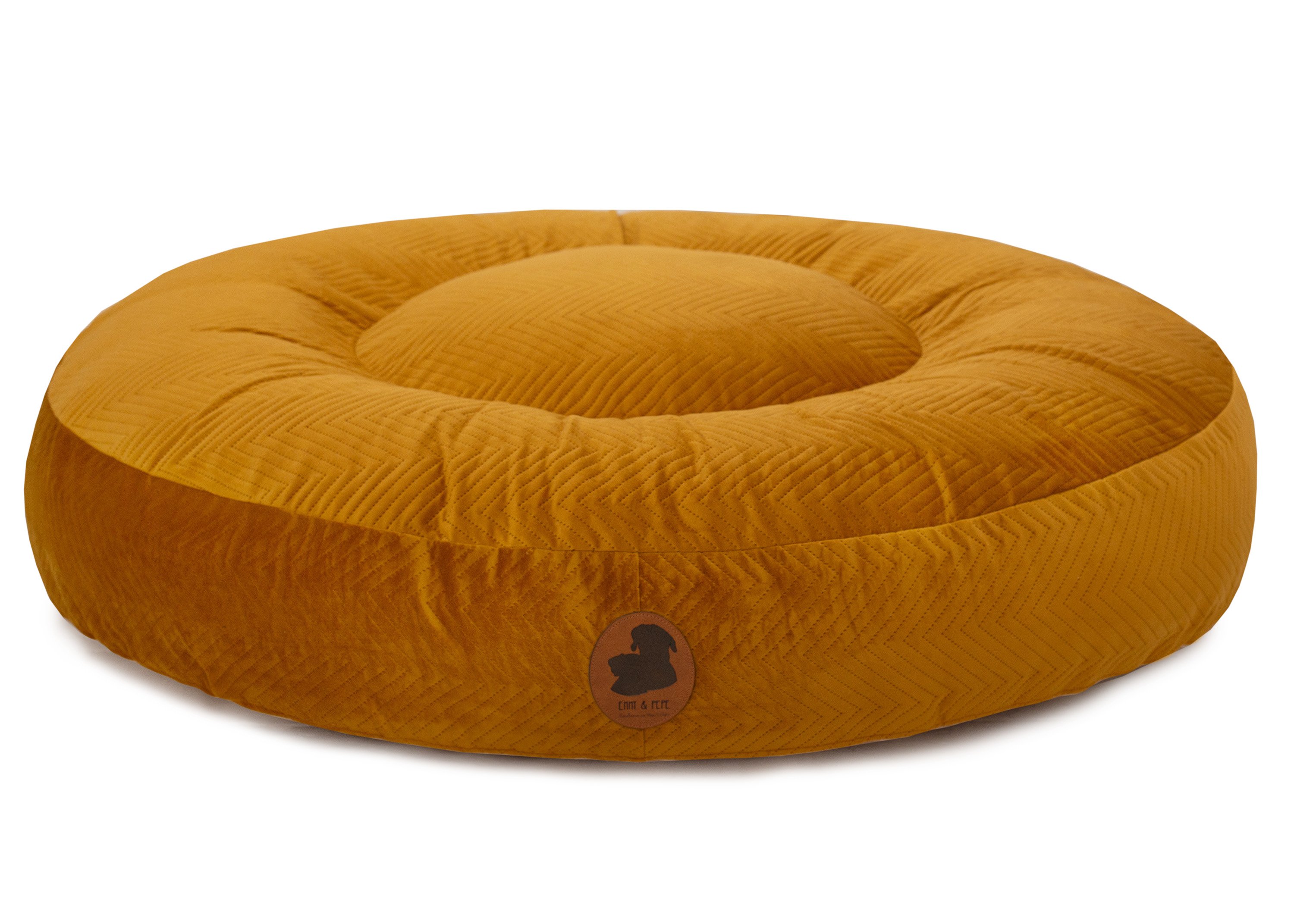 Wau-Bed ZickZack Mustard Oval S (80x60cm)