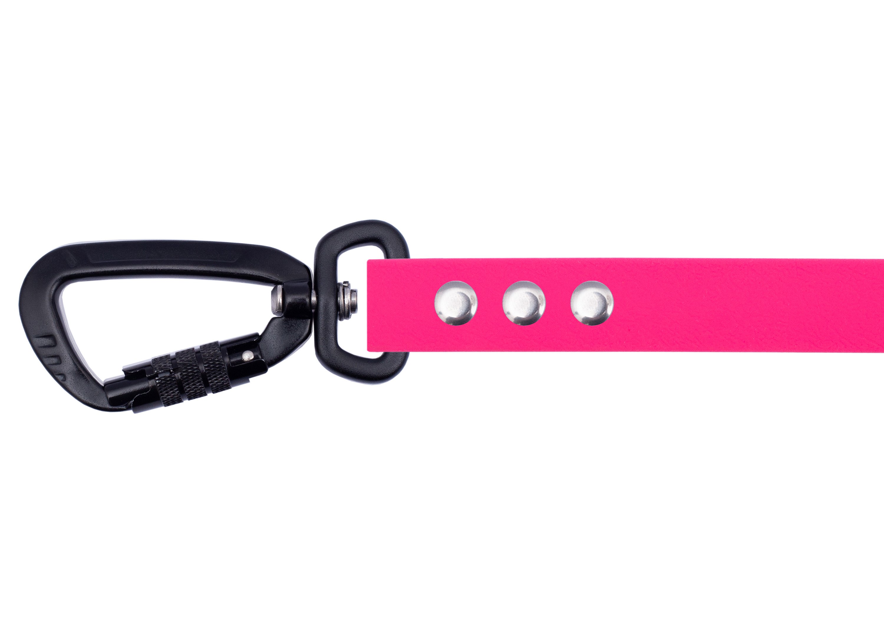 Tow leash with safety carabiner pink black  