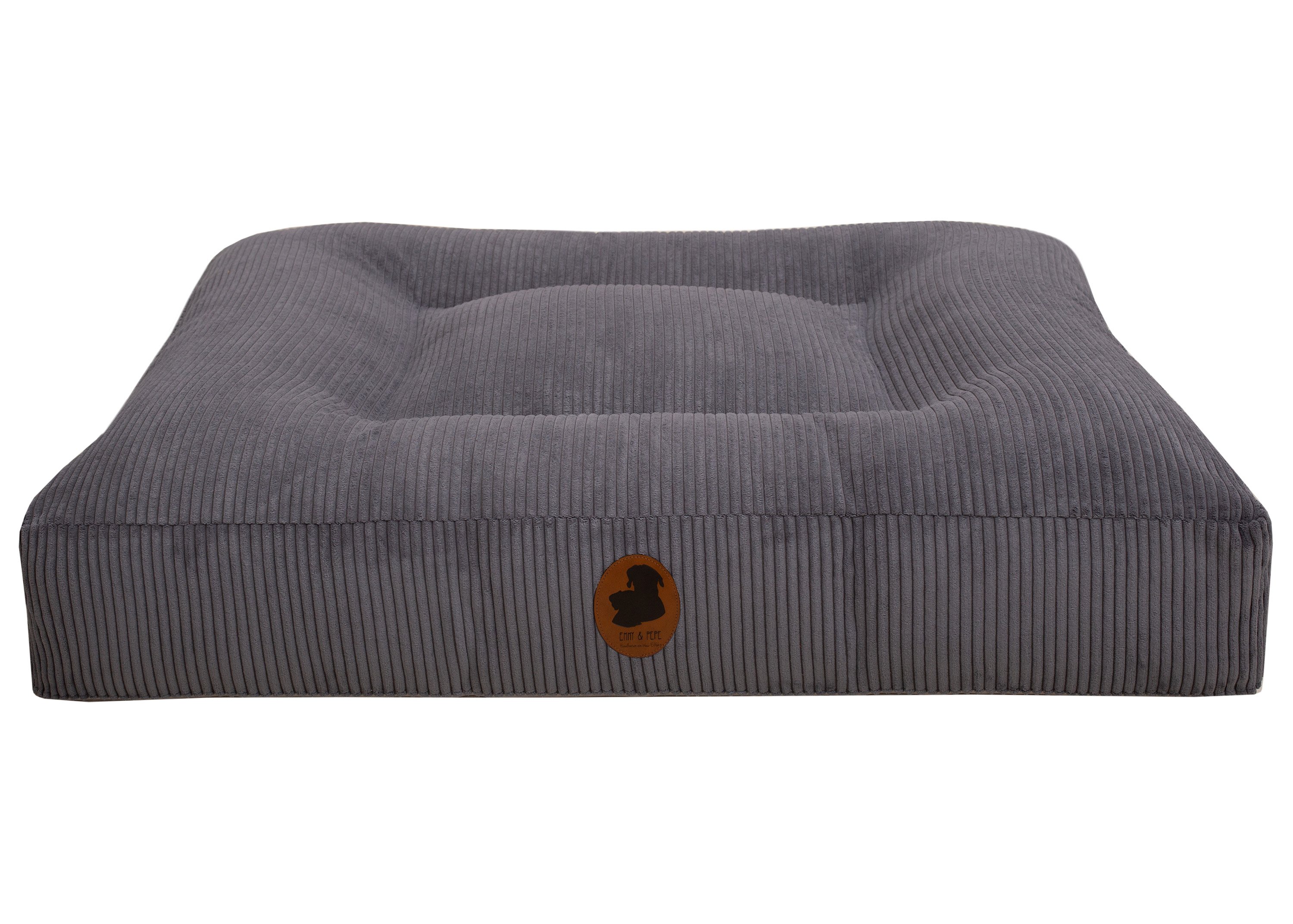 Wau-Bed Cord Dark Grey Eckig-XL (140x120cm)