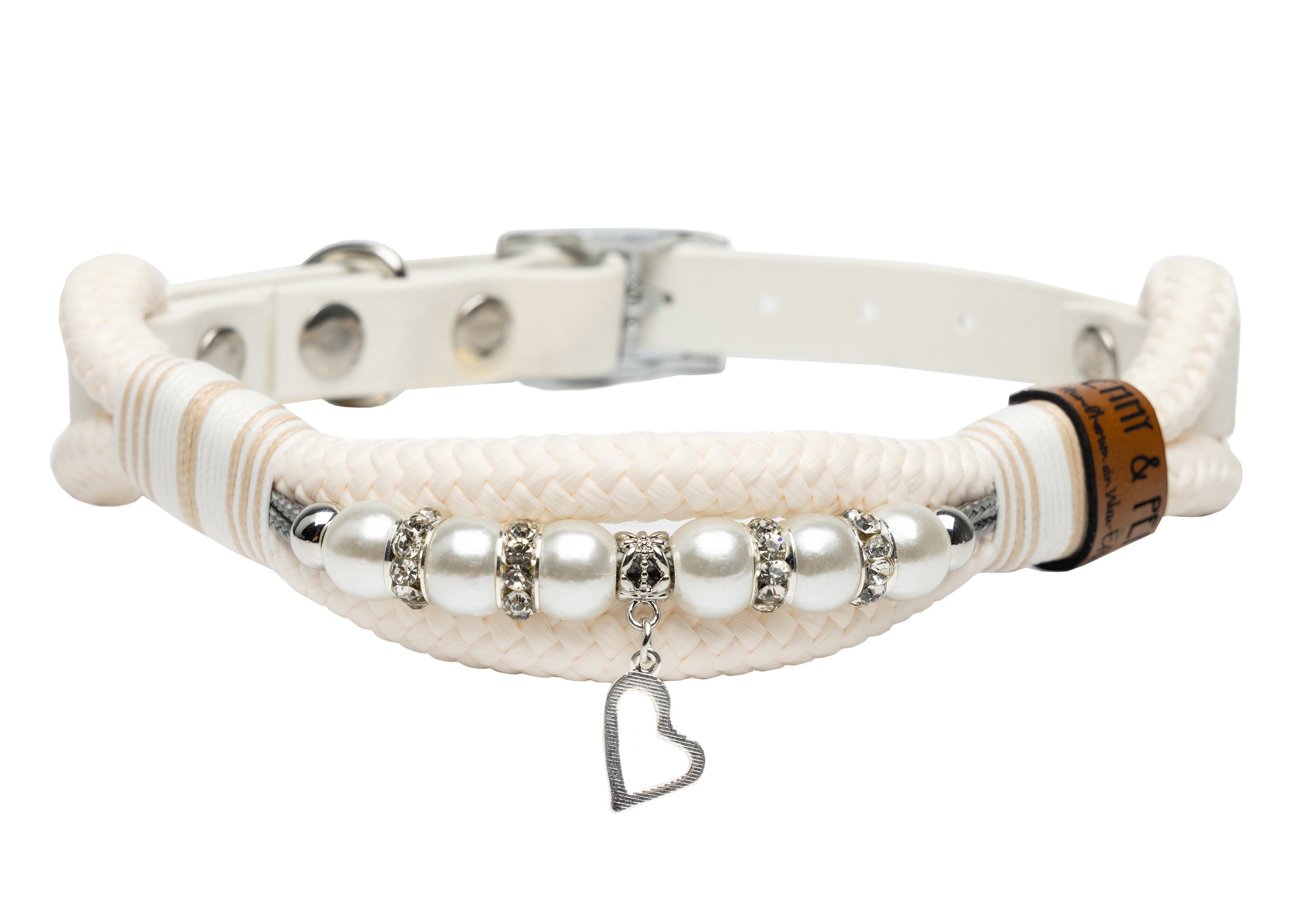 Rope Collar with Beads Love Silver L (39-49cm)