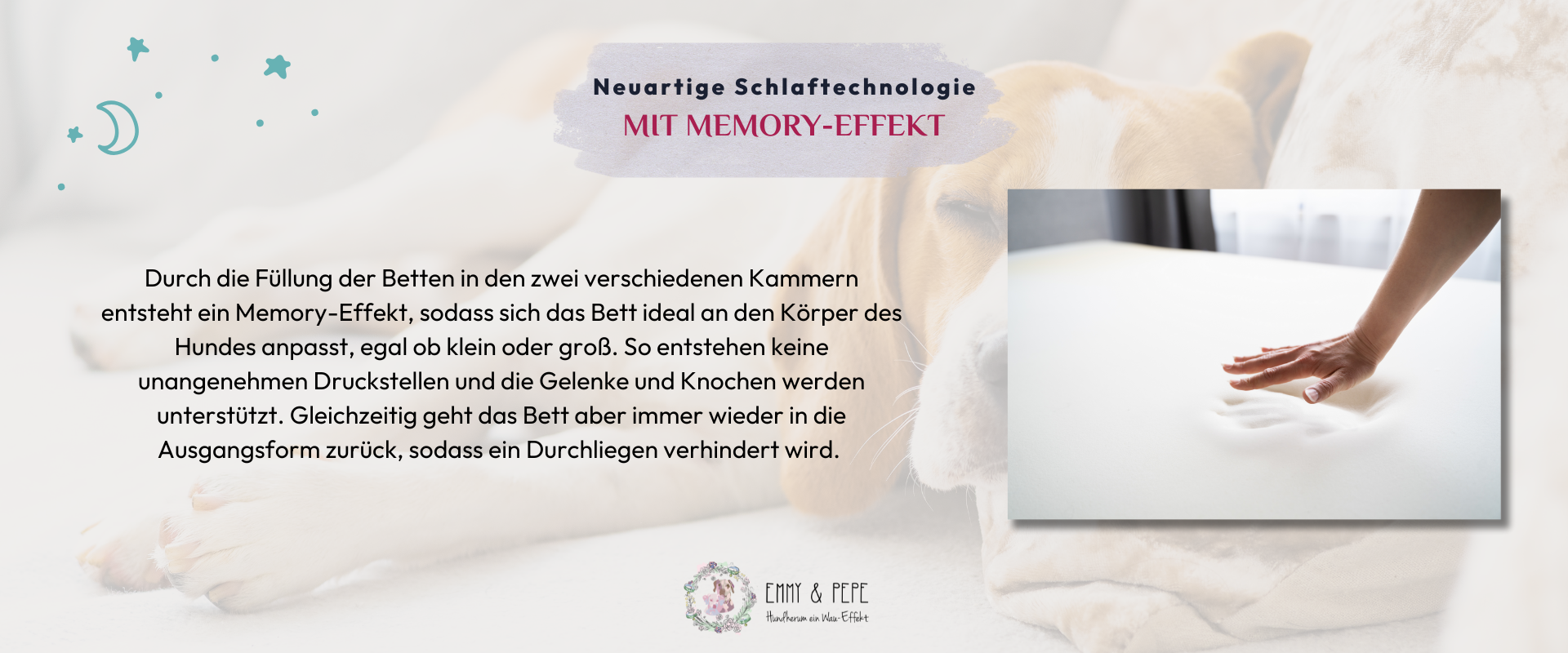 Infografik ueber den Memory-Effekt bei Hundebetten