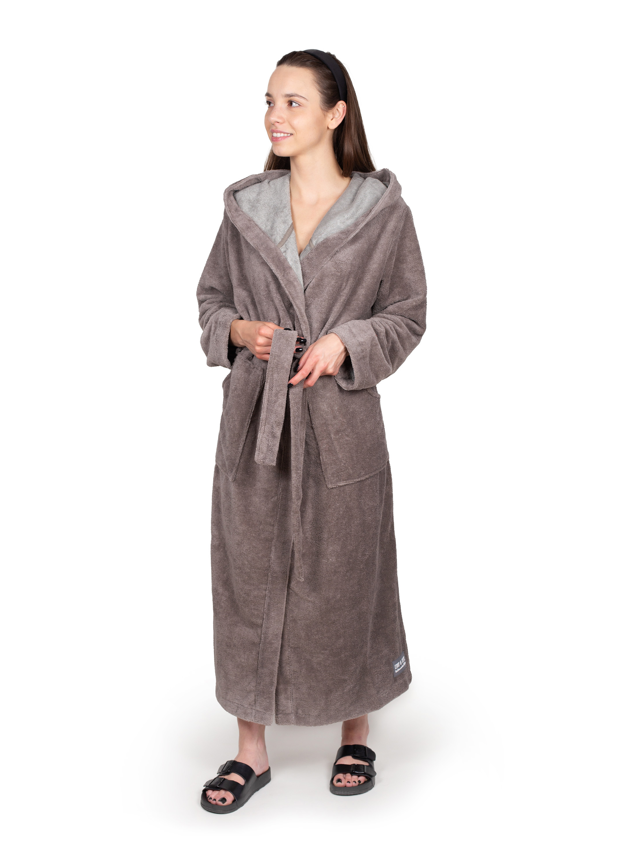 Bamboo bathrobe unisex mud L/XL/XXL