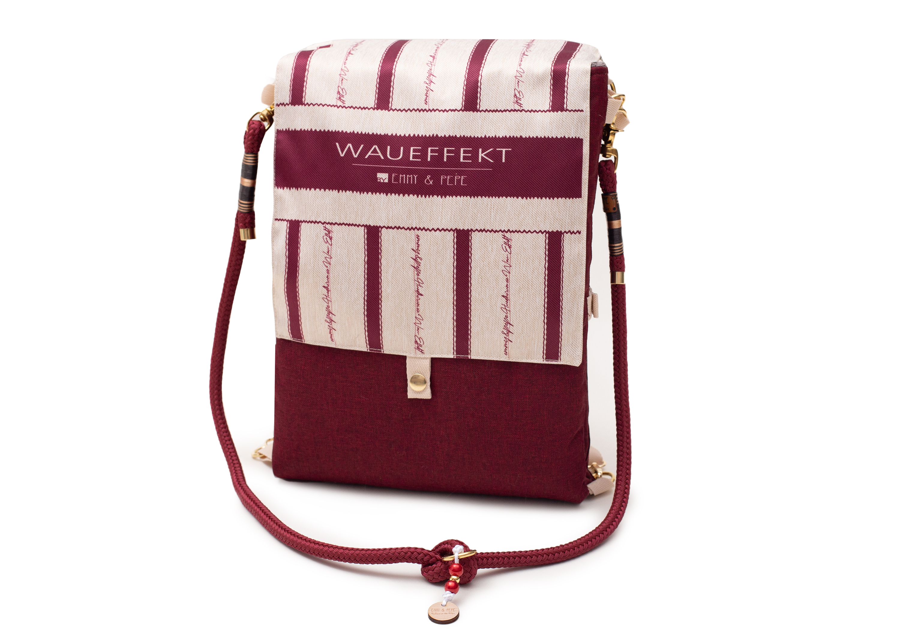 wau backpack rot bordeaux creme beige rucksack