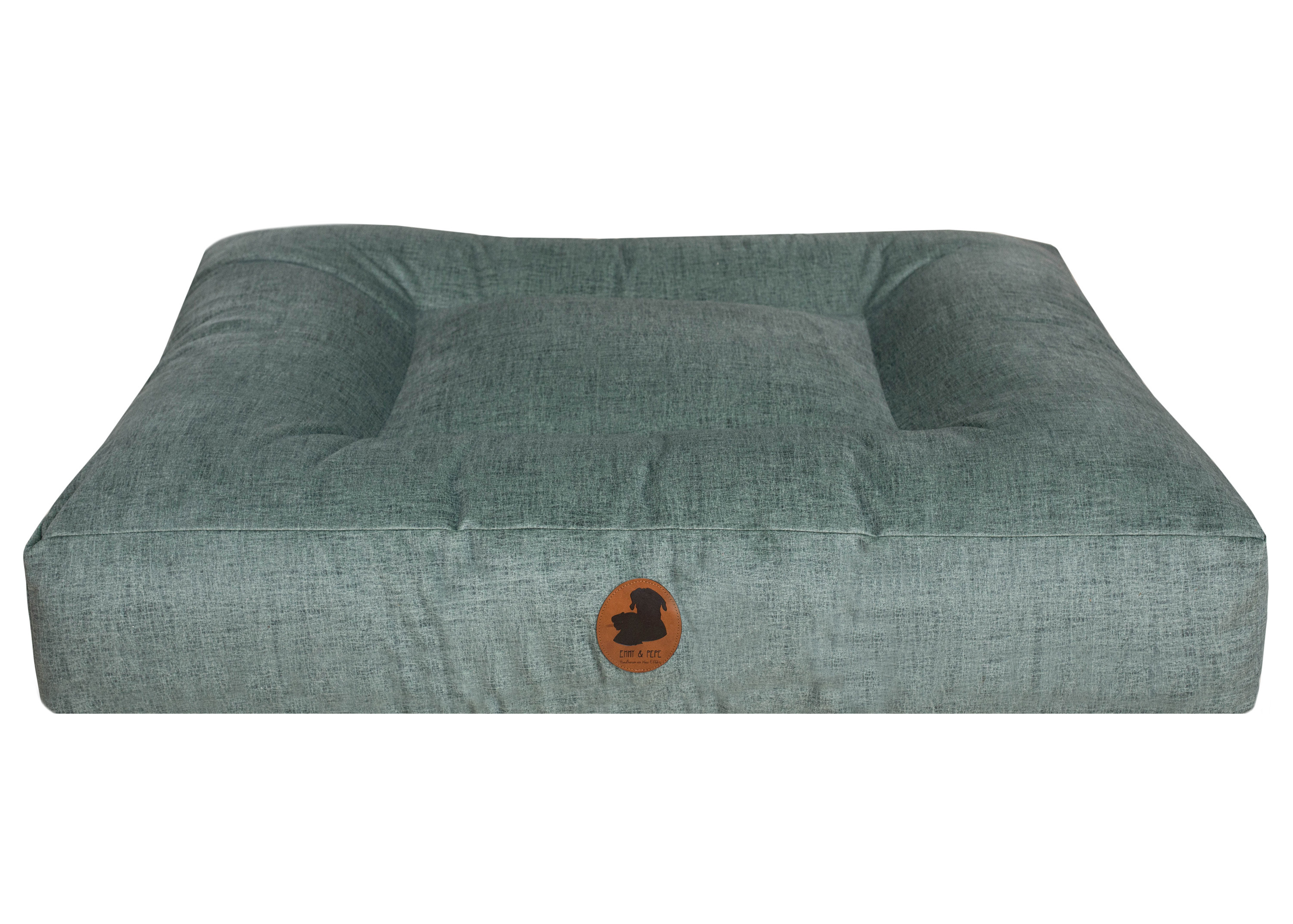 Abbild von eckigem mint-farbenem Hundebett