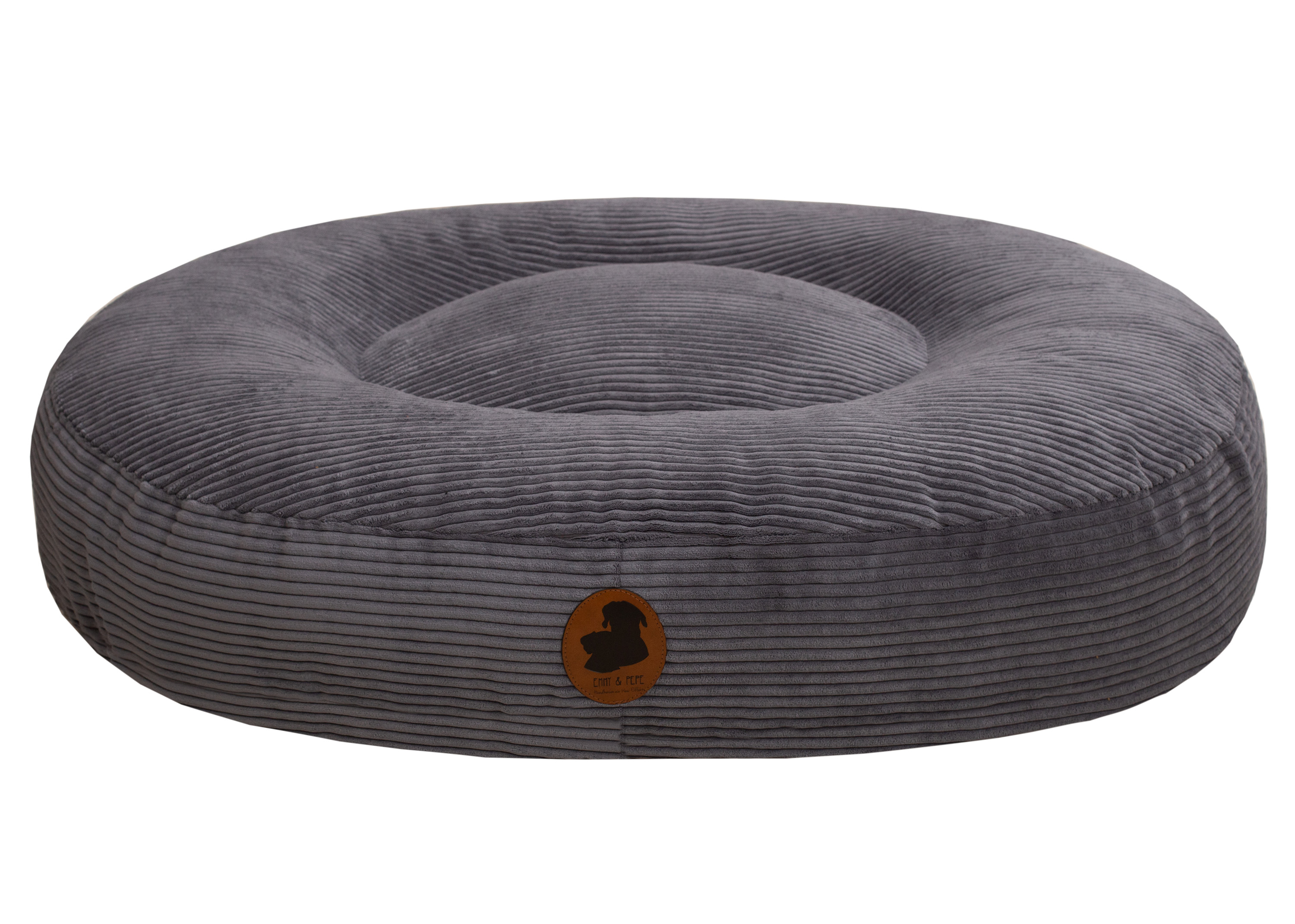 Wau-Bed "Wau-Effekt" Cord Dark Grey Oval L (120x100cm)