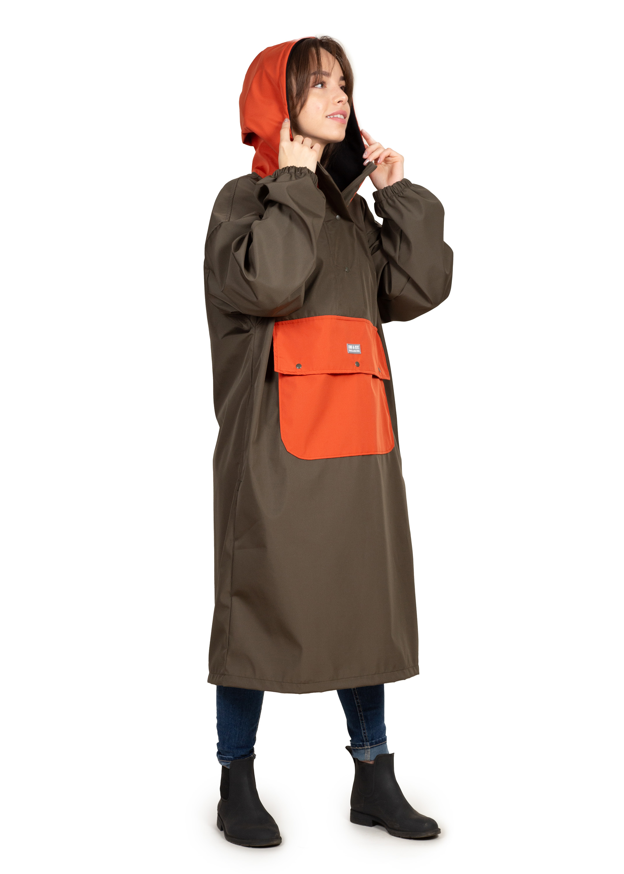 Wau-Poncho Olive-Orange